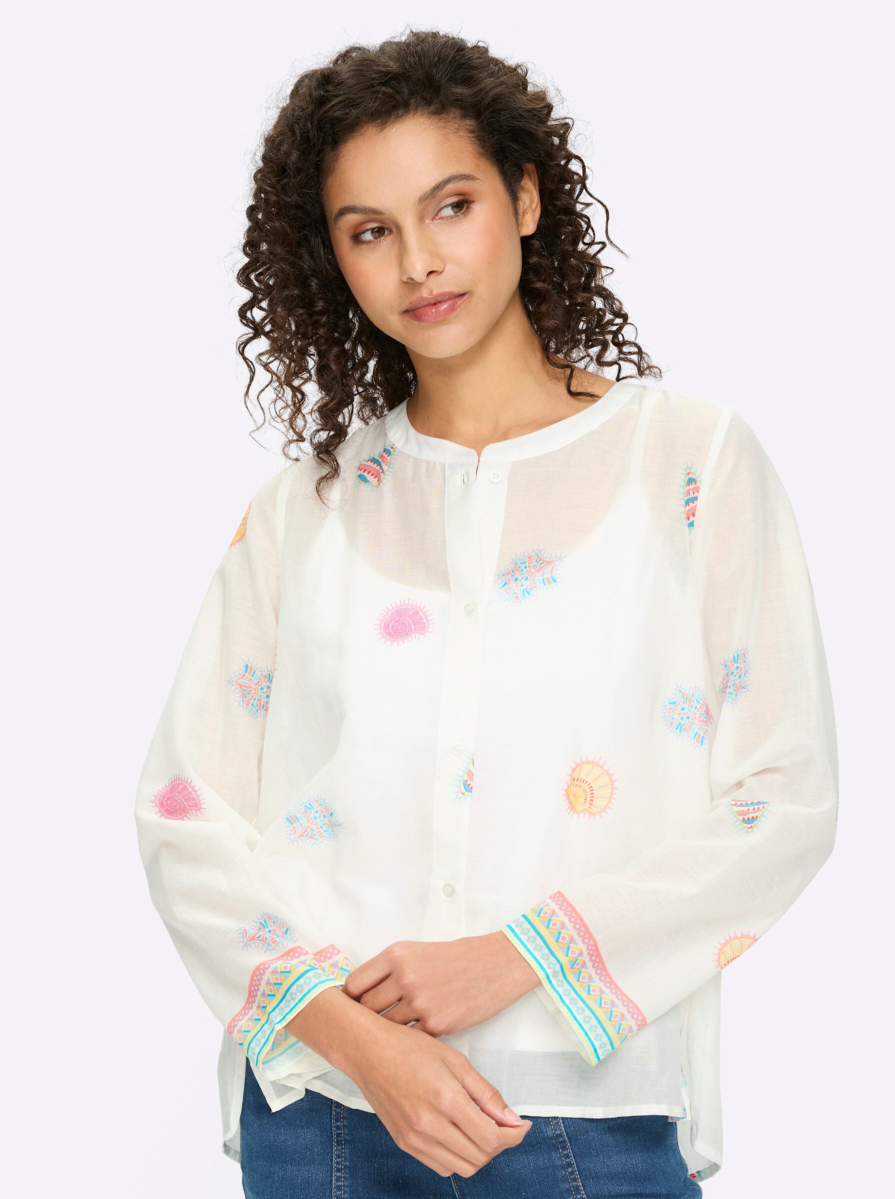 Klassische Bluse Druckbluse Langarm