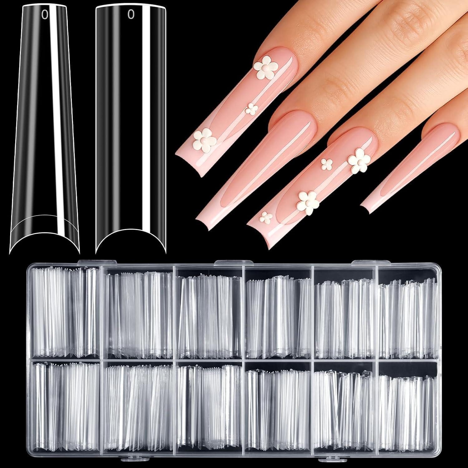 LuxusKollektion Kunstfingernägel Nageltips 240 Stück Extra Lange Klar Acryl Gelnägel XXXL