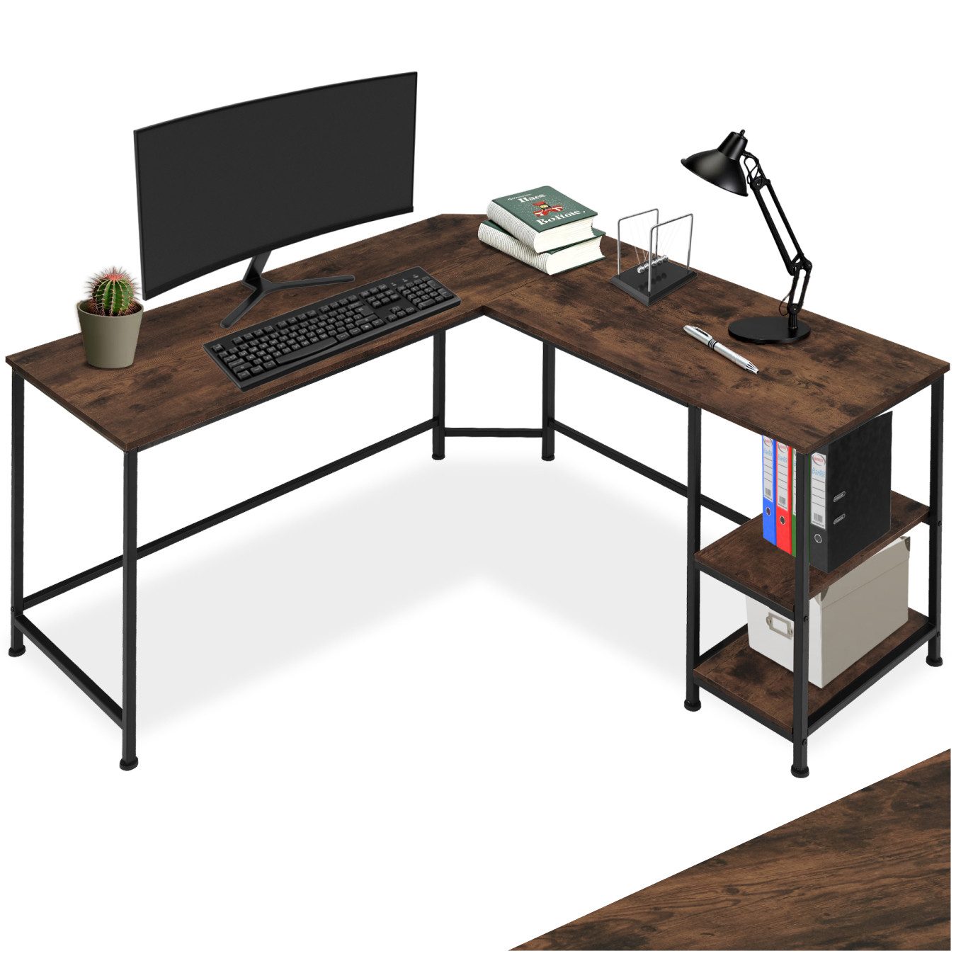 tectake Schreibtisch Hamilton (1-St., 1 tlg), Platzsparender Eckschreibtisc günstig online kaufen