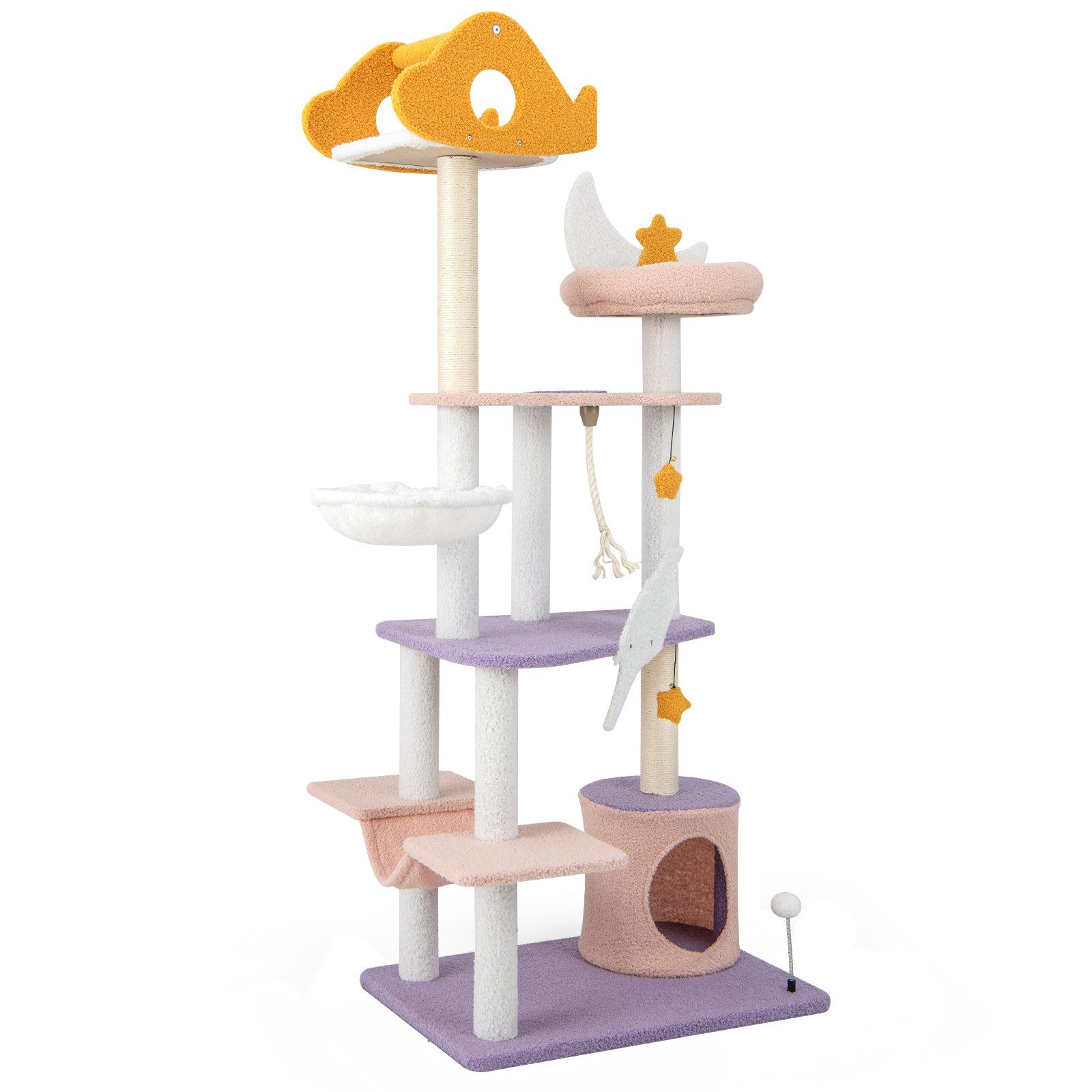 COSTWAY Kratzbaum, 167cm hoch, mit Katzenhöhle & Hängematte günstig online kaufen