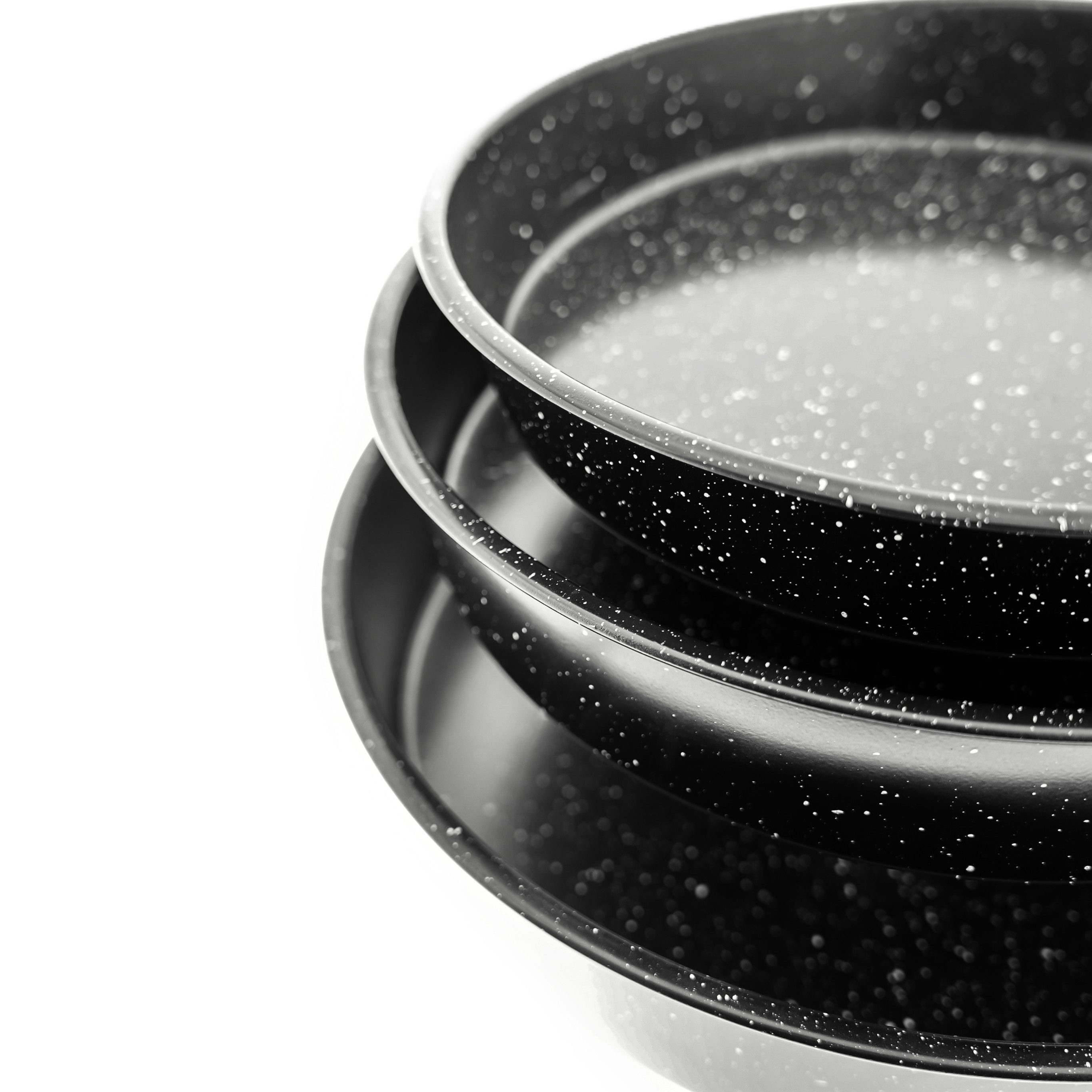 Almina Backblech 3er Set in Schwarz Backofenblech Tepsi aus Granit Ø28/Ø32/Ø36 cm, (3-St)