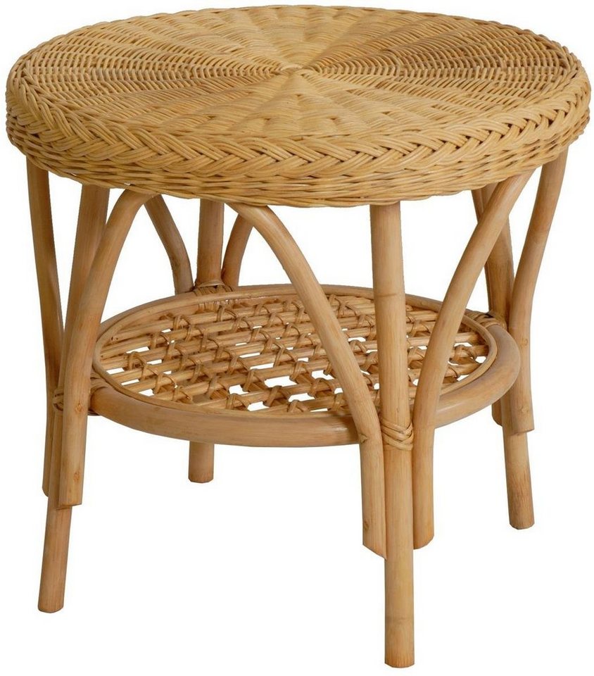 Krines Home Wohnzimmertisch »Rattan Beistelltisch Rund Couchtisch Rattantisch für Wohnzimmer Tisch«, mit Ablage