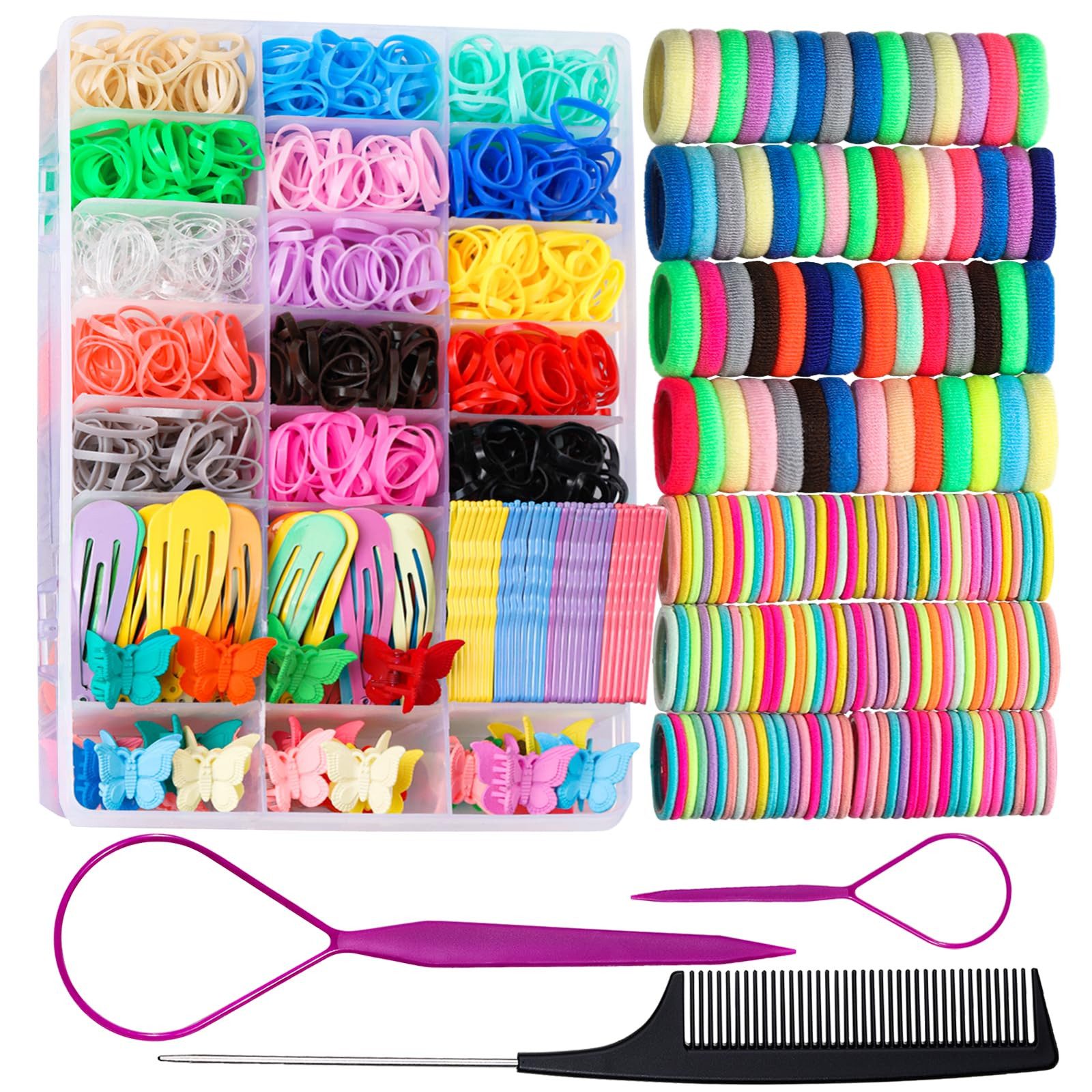 CLTYQ Haargummi Haarband Haargummis Mädchen Set 1470 Stück,9 Ausführungen, elastischen Haargummis, geeignet für Kleinkinder und Kinder.