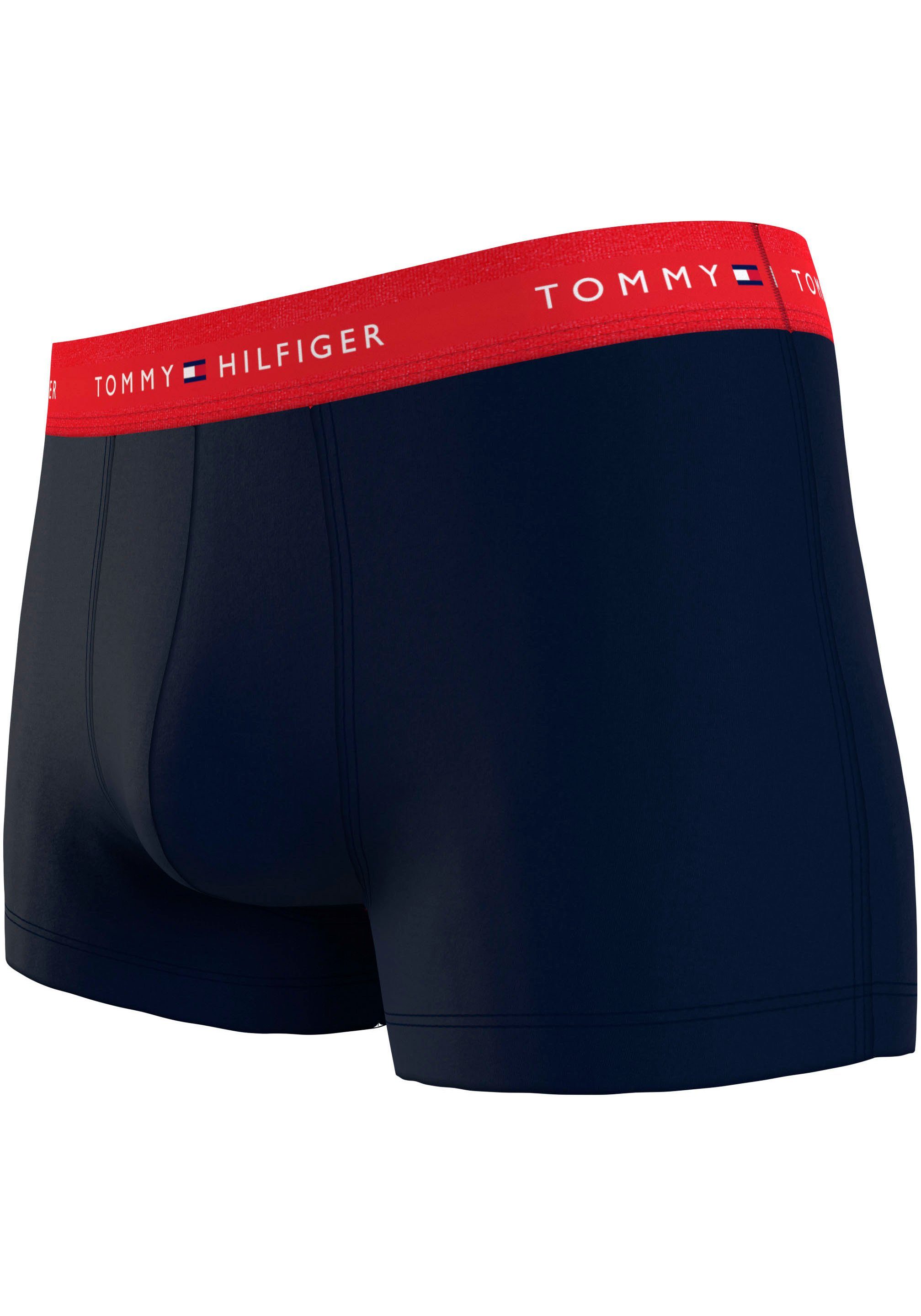 (Packung, Hilfiger scarlet/ WB TRUNK iron 3-St., mit Underwear blue/ 3er-Pack) Logo-Elastikbund daring 3P Trunk blue Tommy