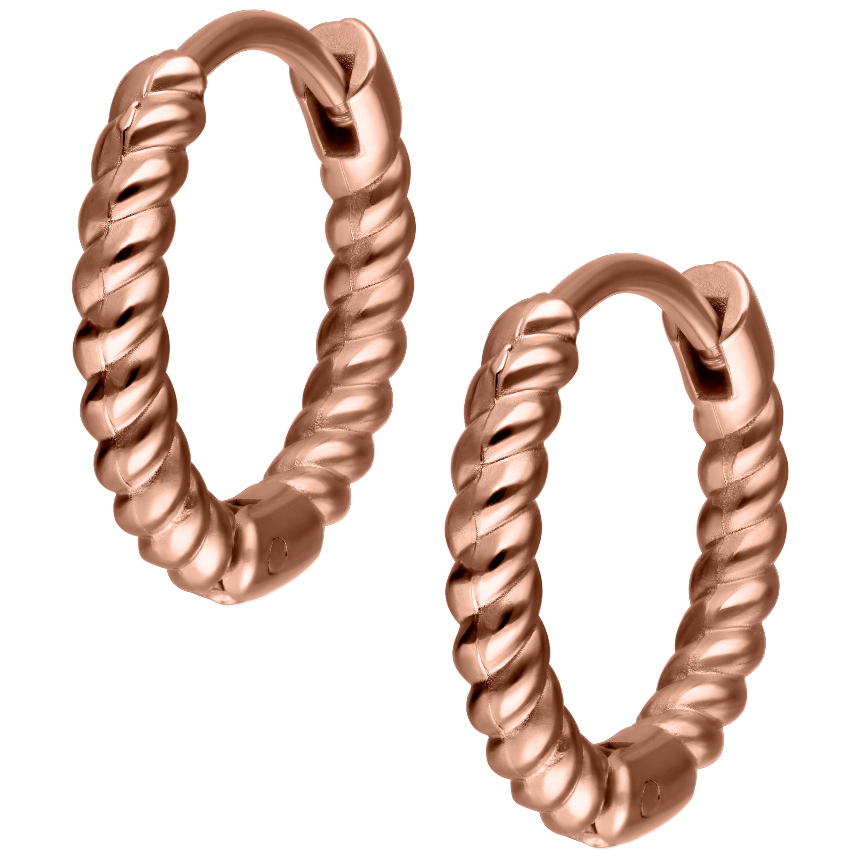 Paar Ohrhänger Twisted Little Hoops Pairs 10 mm - Roségold