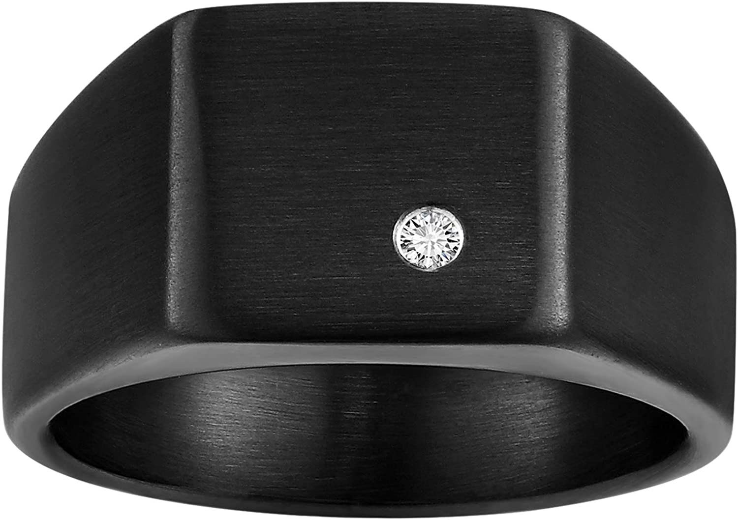 Karisma Fingerring Karisma Männer Edestahl Schwarz 316L Stein Matt - RHX110 - 67 (21.3)