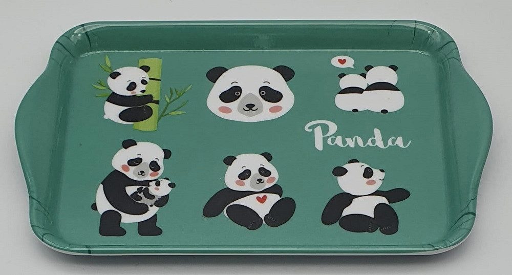 Ambiente Luxury Paper Products Servierteller Tablett Melamin ca. 13 x 21 cm, Kaffeservice, Teeservice, Tray, Melamin, Motiv Panda Bears, (1-tlg), Sommer / Frühling / Herbst / Winter Motiven