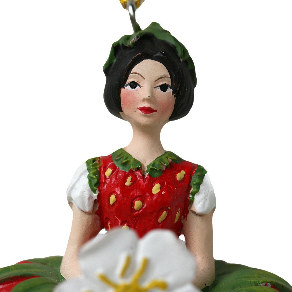 ROSEMARIE SCHULZ Heidelberg Dekofigur Blumenmädchen Figur Erdbeere zum Hängen Dekoobjekt Sammlerstück, Sammlerstück – Bild 4 von 4