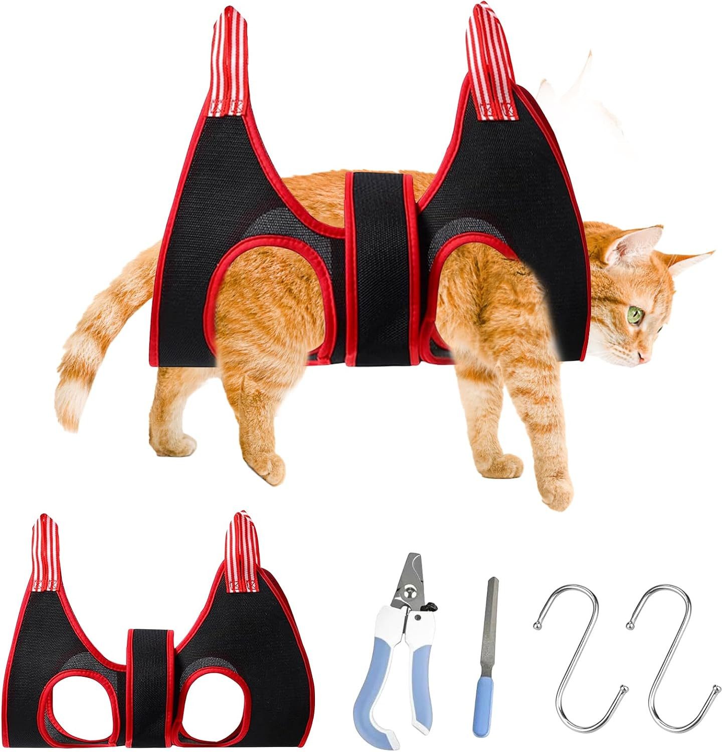 FELIXLEO Katzen-Hängematte Fellpflege Hängematte Set für kleine Hunde Katzen mit Zubehör
