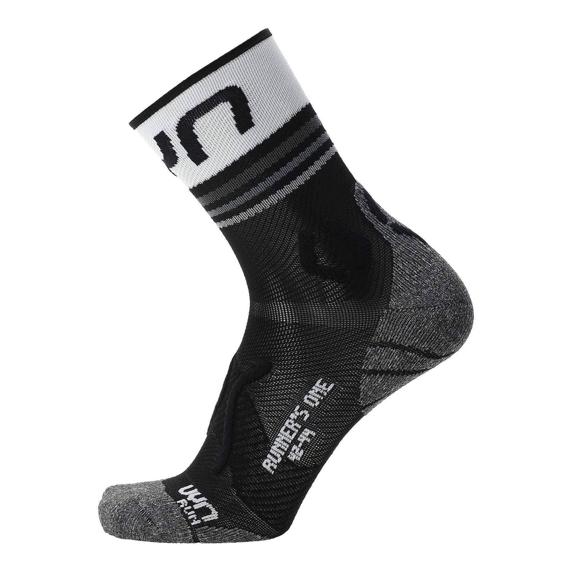 UYN Sportsocken Damen Running Socken - One Short Socks, Sneaker Black - White | Thermosocken