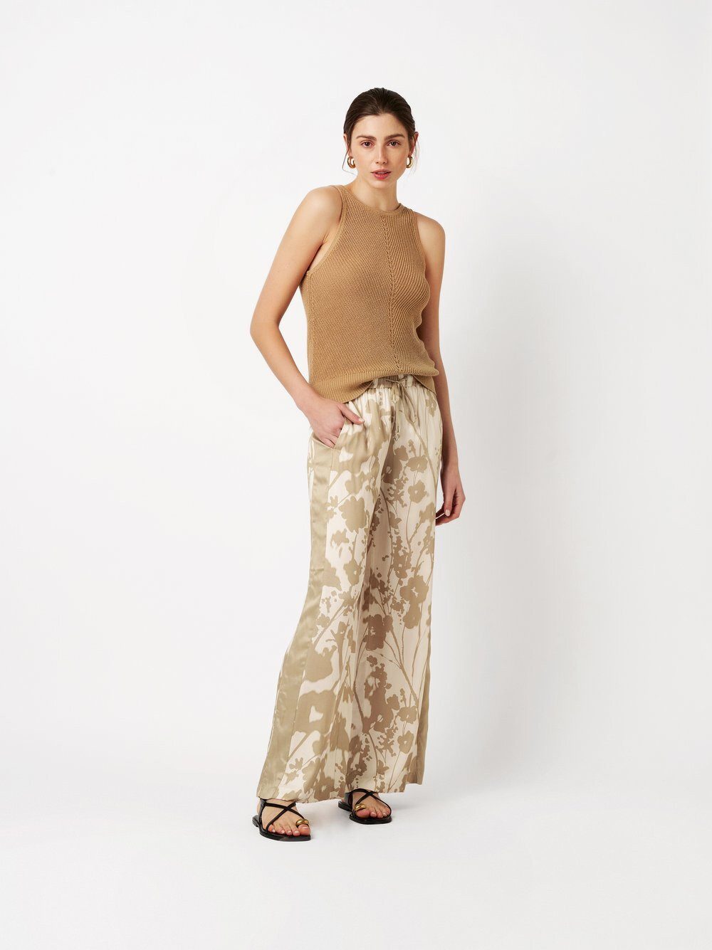 ROSNER Palazzohose Mara Palazzo (1-tlg) mit Flowerprint und Galonstreifen