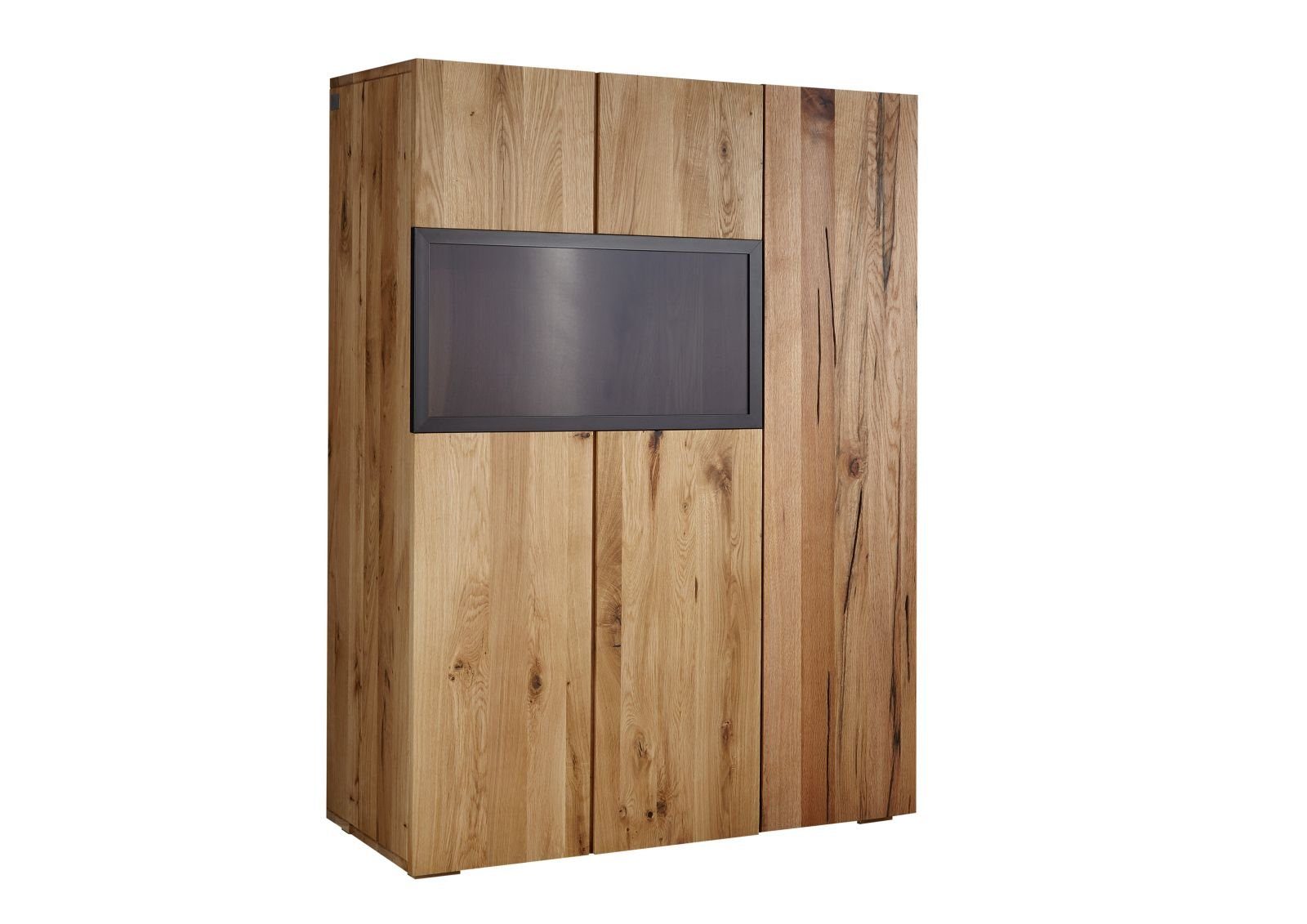 Massivmoebel24 Highboard (Massivholz), Highboard Wild-/Zerreiche 99x43x138 natur geölt FRANKFURT #116