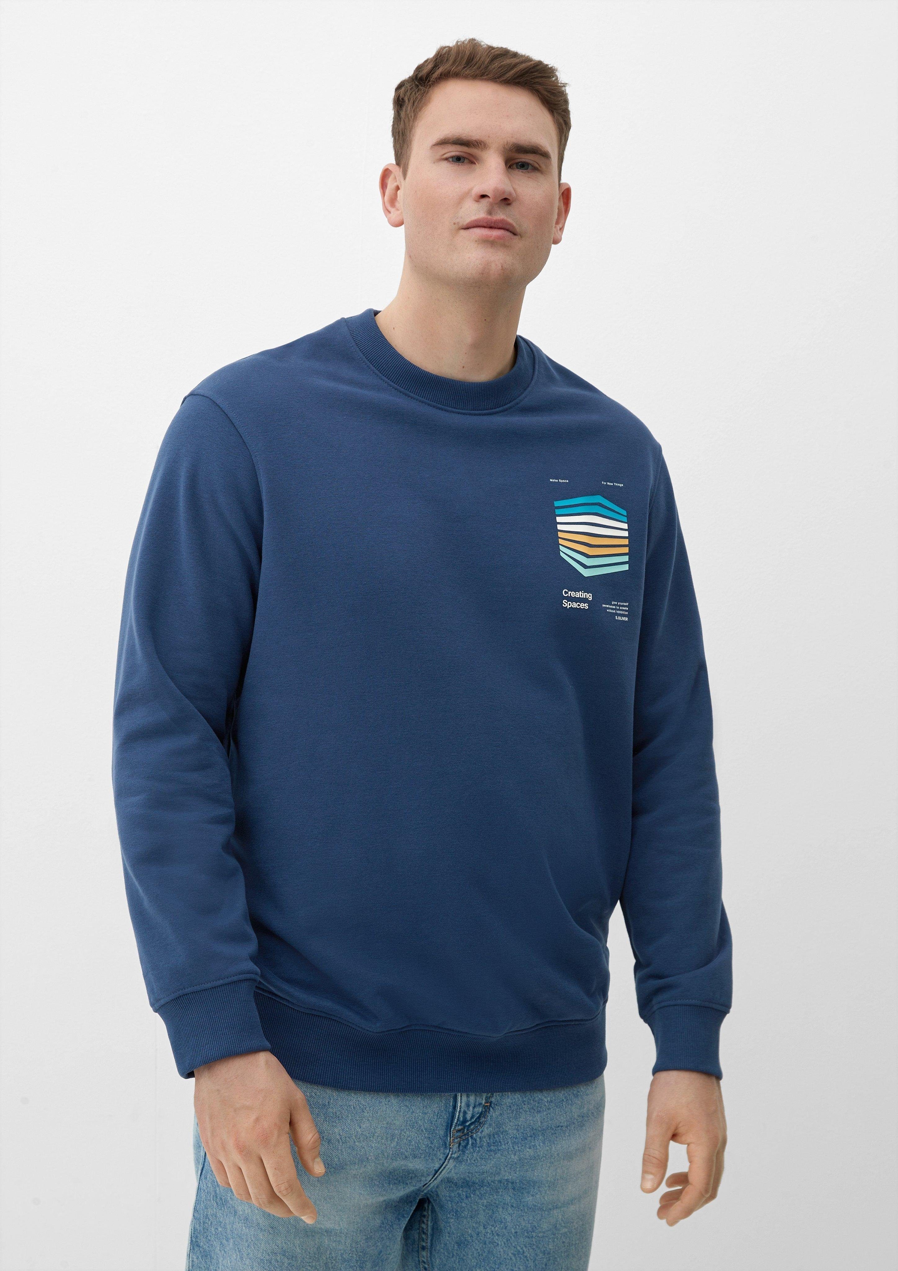 s.Oliver Sweatshirt Sweatshirt mit Frontprint tiefblau