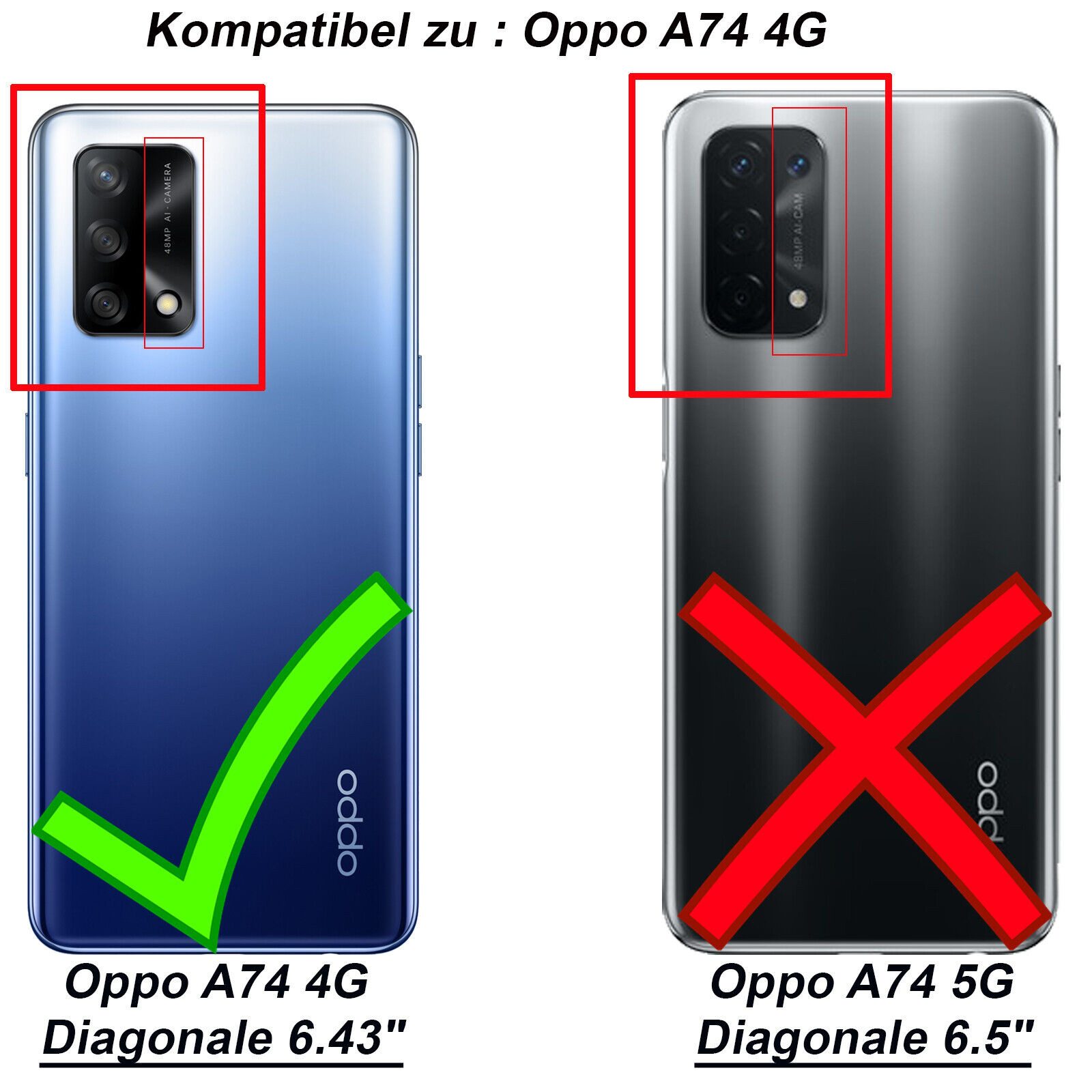 betterfon Handyhülle Handytasche für Oppo A74 / A74 4G Klapphülle Klapphülle, Bookstyle-Hülle: Magnetverschluss 3 Kartenfächer & Standfunktion