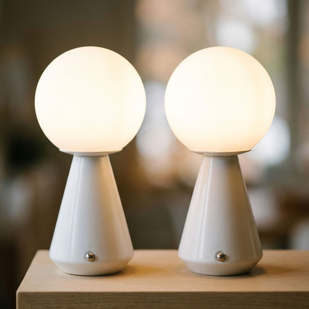 GLOBO LIGHTING LED Tischleuchte, LED-Leuchtmittel fest verbaut, Warmweiß, LED Tischleuchte Tischlampe weiß Touchdimmer Akku CCT USB 2er Set