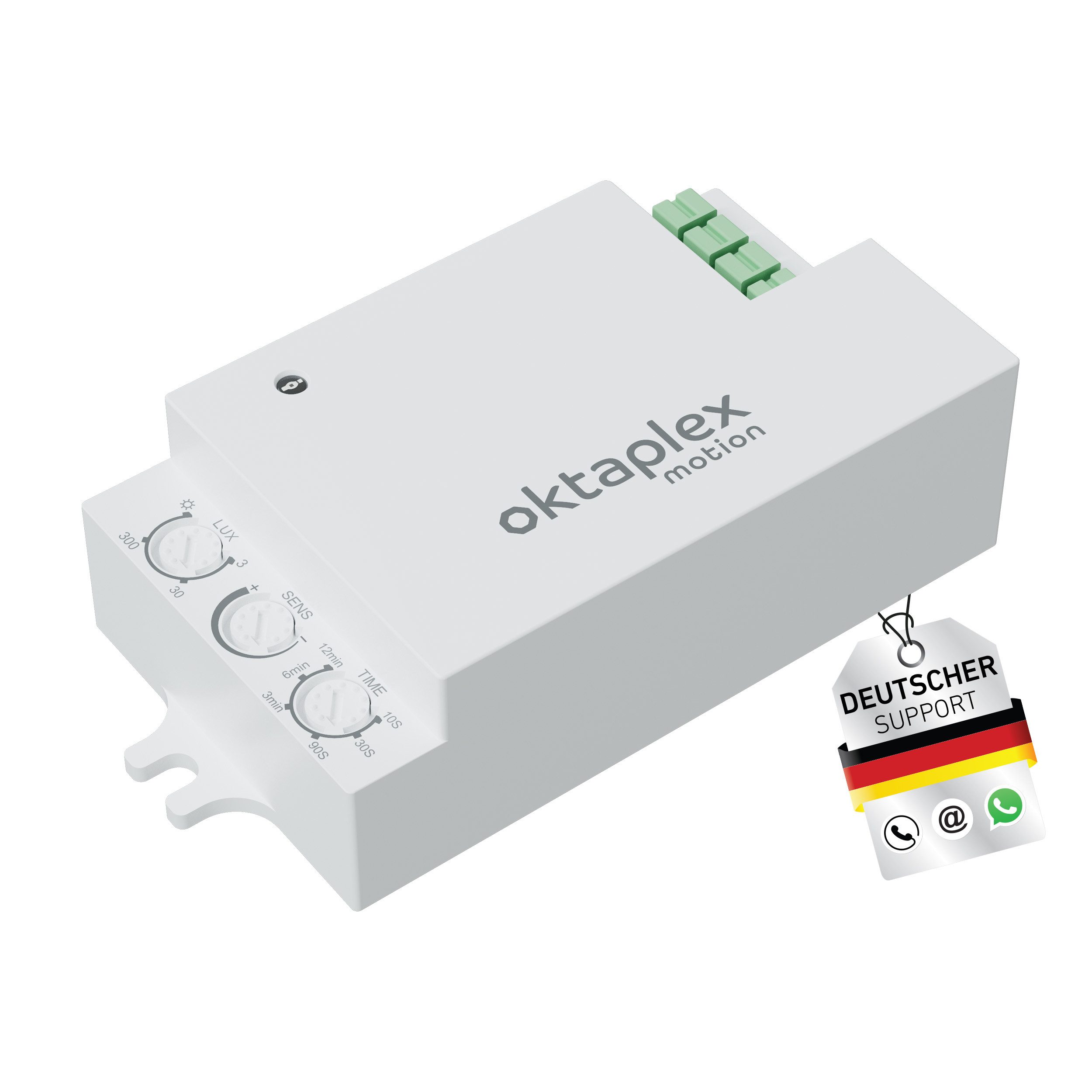 Oktaplex motion Bewegungsmelder Amy HF Einbau Bewegungsmelder 360 Grad Unterputz 24 GHz Innen, (1-St), Präsenzmelder für Leuchtengehäuse mit Lichtsensor weiß