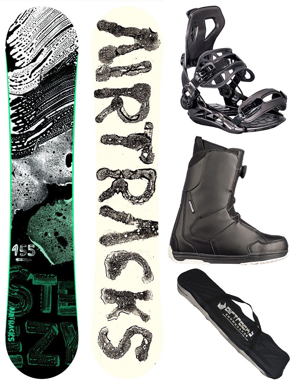 Airtracks Snowboard Snowboard Komplett Set Steezy Wide » Mod. 25 (Snowboard Set Steezy Rocker+Bindung Master+Boots+Bag, 4 St., 4er Pack)