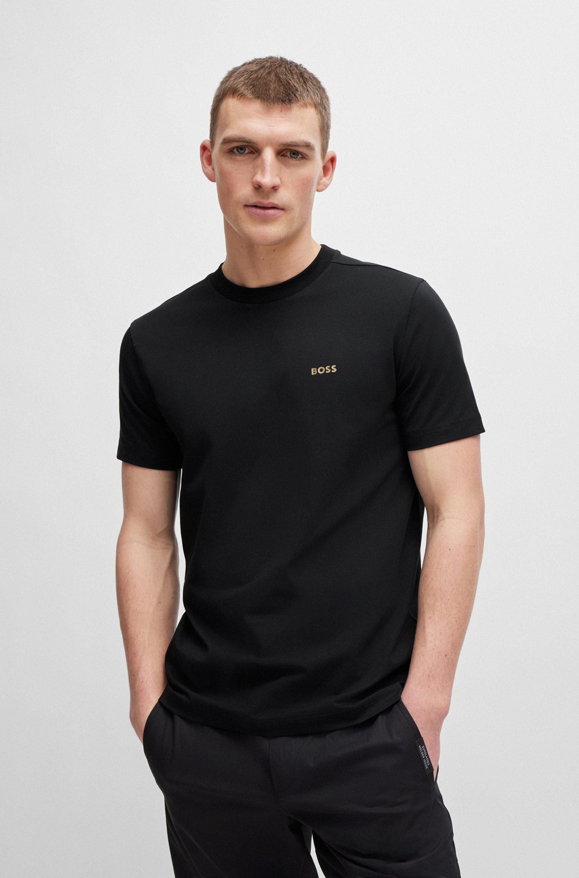 BOSS GREEN Rundhalsshirt Tee mit gummiertem günstig online kaufen