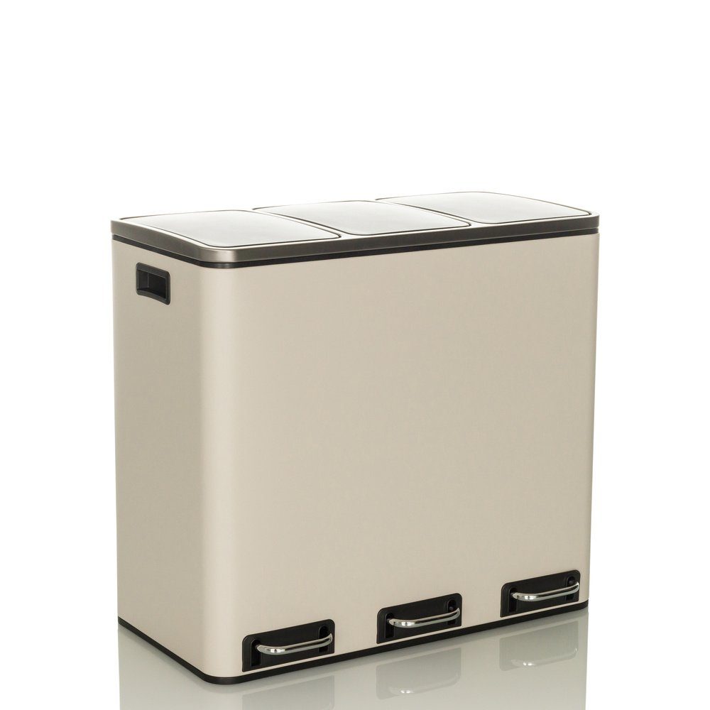 hjh OFFICE Mülleimer Mülleimer CLEAN IX Stahlblech, Mülltrennsystem Küche mit 3 Fächern, Abfalleimer 3 x 18L (54 Liter)