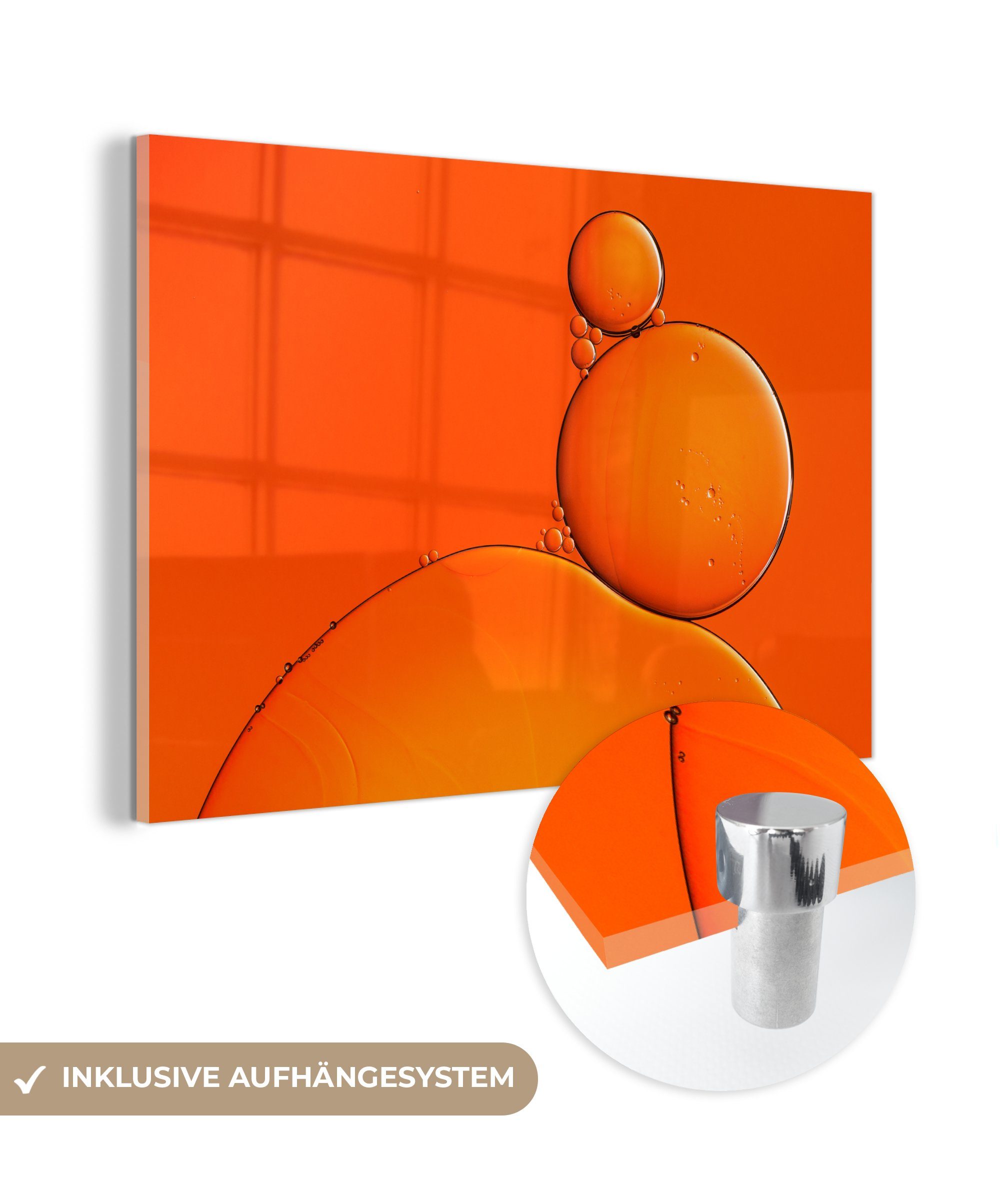 MuchoWow Acrylglasbild Öltropfen sehen aus wie Luftblasen, (1 St), Acrylglasbilder Wohnzimmer & Schlafzimmer