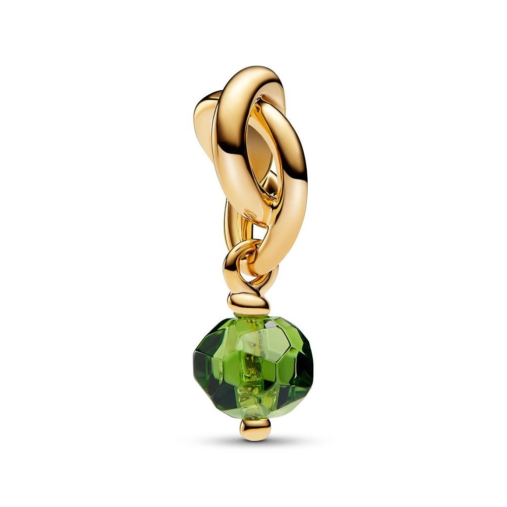 Pandora Charm-Einhänger August Charm-Anhänger PANDORA Moments, IP Gold, Glasstein, grün