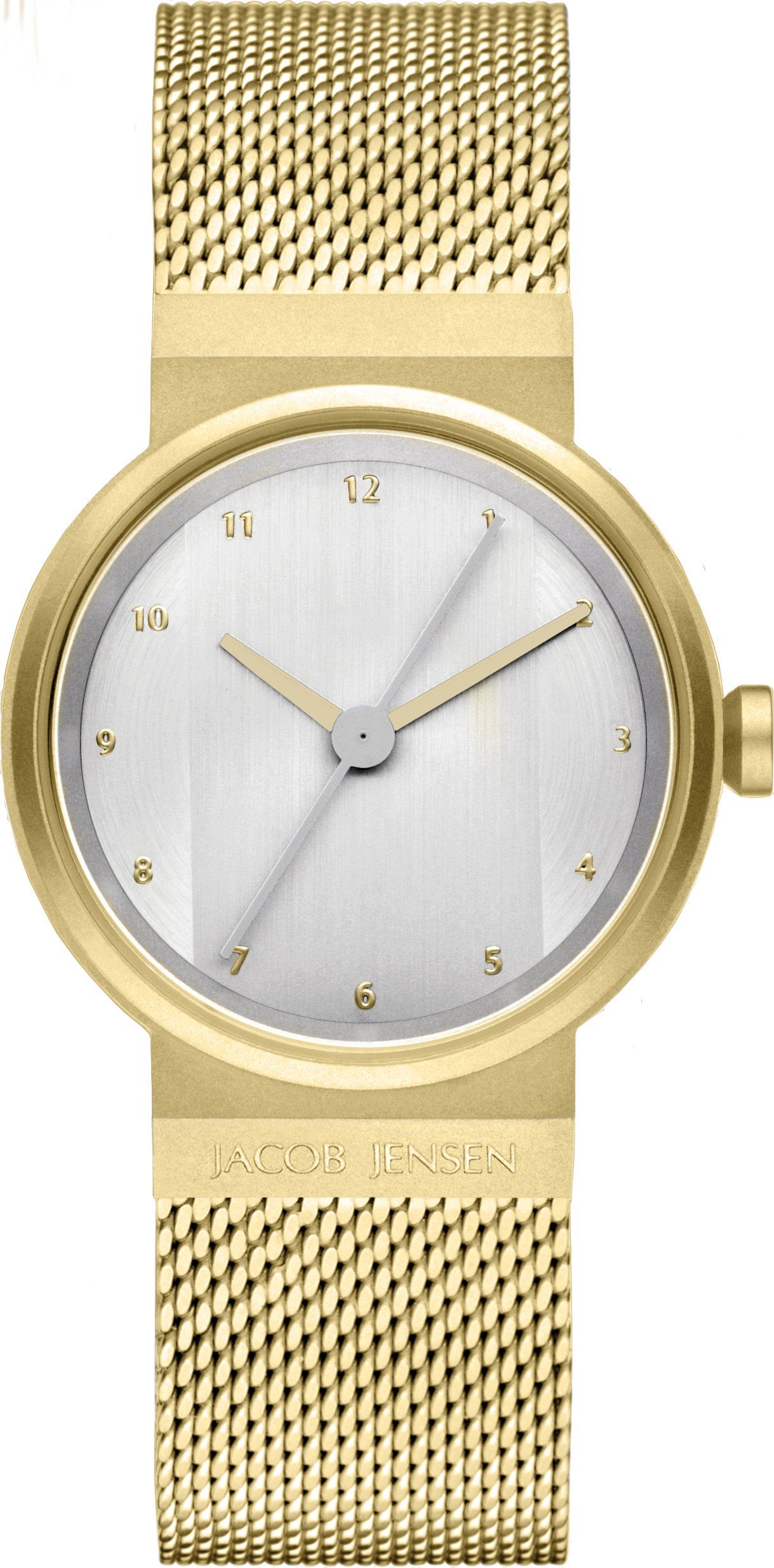 Jacob Jensen Quarzuhr Damenuhr ⌀29mm, Design langer extra gold Milanaise Edelstahl LINE Sekundenzeiger NEW Uhrband
