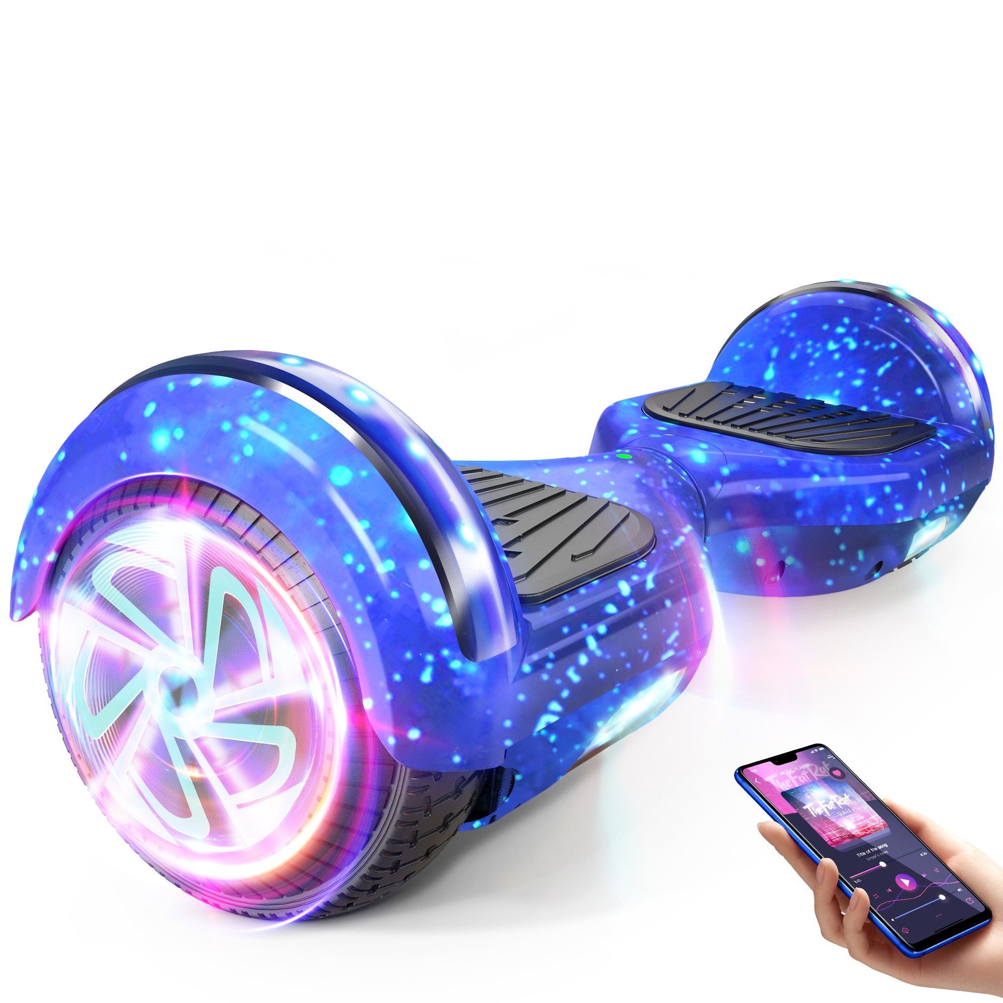 SISIGAD Balance Scooter 6,5 Zoll Dualmotorräder, Hoverboard mit LED-Licht, Smart Bluetooth, 10 km/h, Hoverboard mit LED Lichter Bluetooth,Geschenk für Kinder