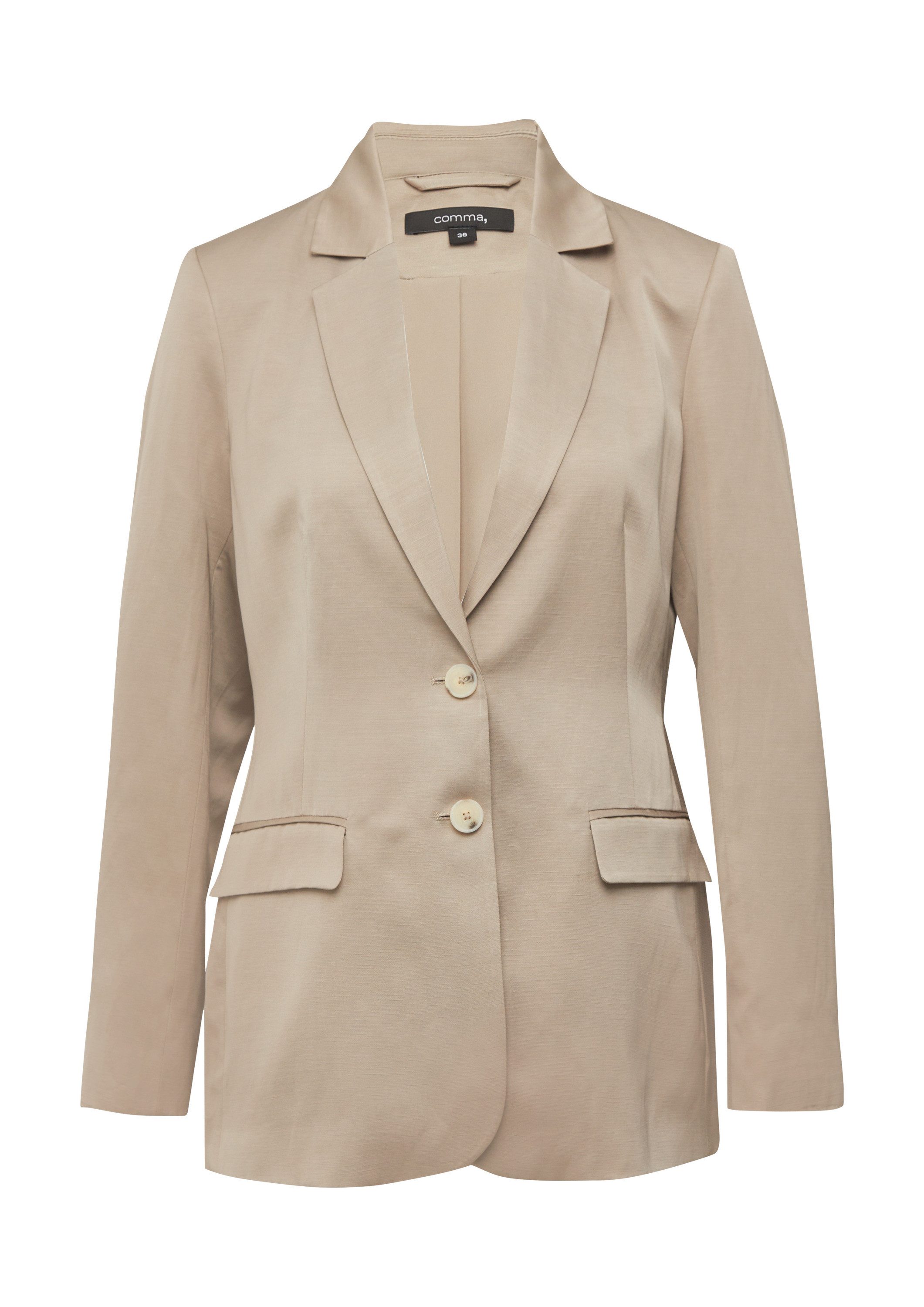 comma Jackenblazer Indoor-Blazer Fließender Satin-Blazer aus Leinenmix günstig online kaufen