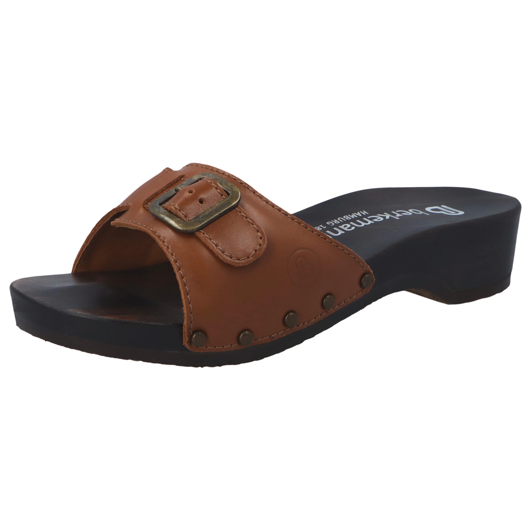 Berkemann weiblich Holz Hamburg Pantolette Leder Riemchensandale