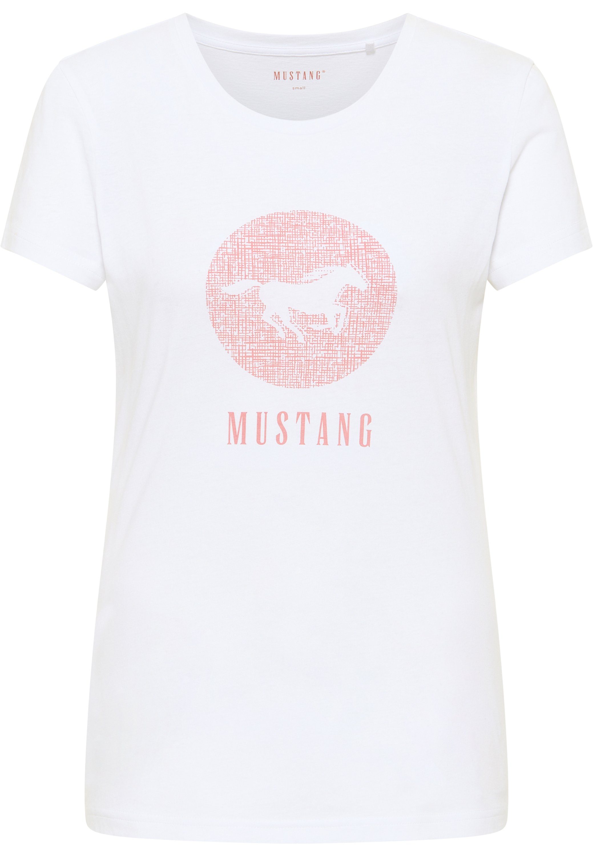 Mustang Kurzarmshirt weiß MUSTANG Print-Shirt T-Shirt