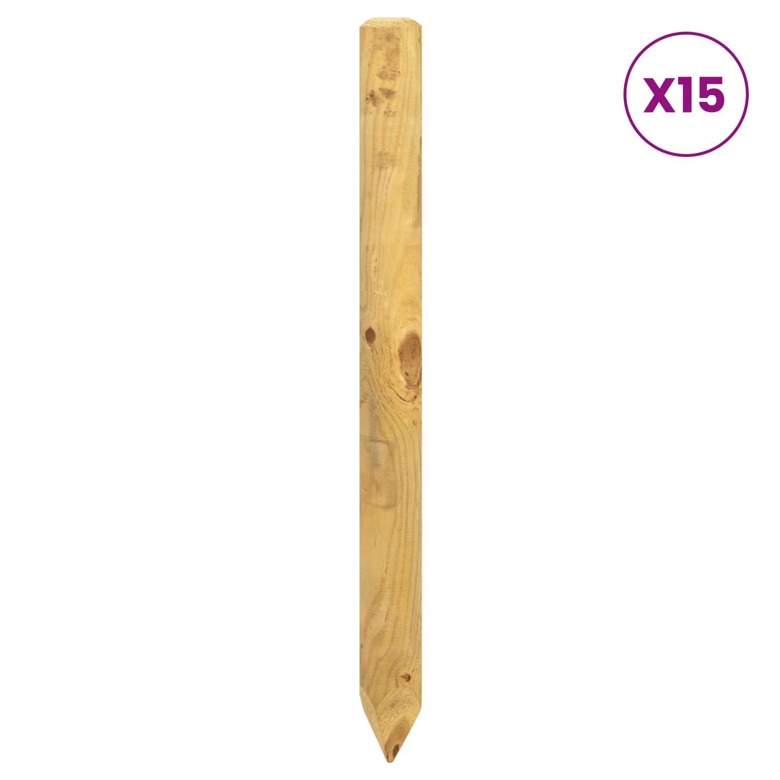 vidaXL Zaunpfosten Zaunpfosten 15 stk. Braun 60 cm Massives Kiefernholz, (15-St)