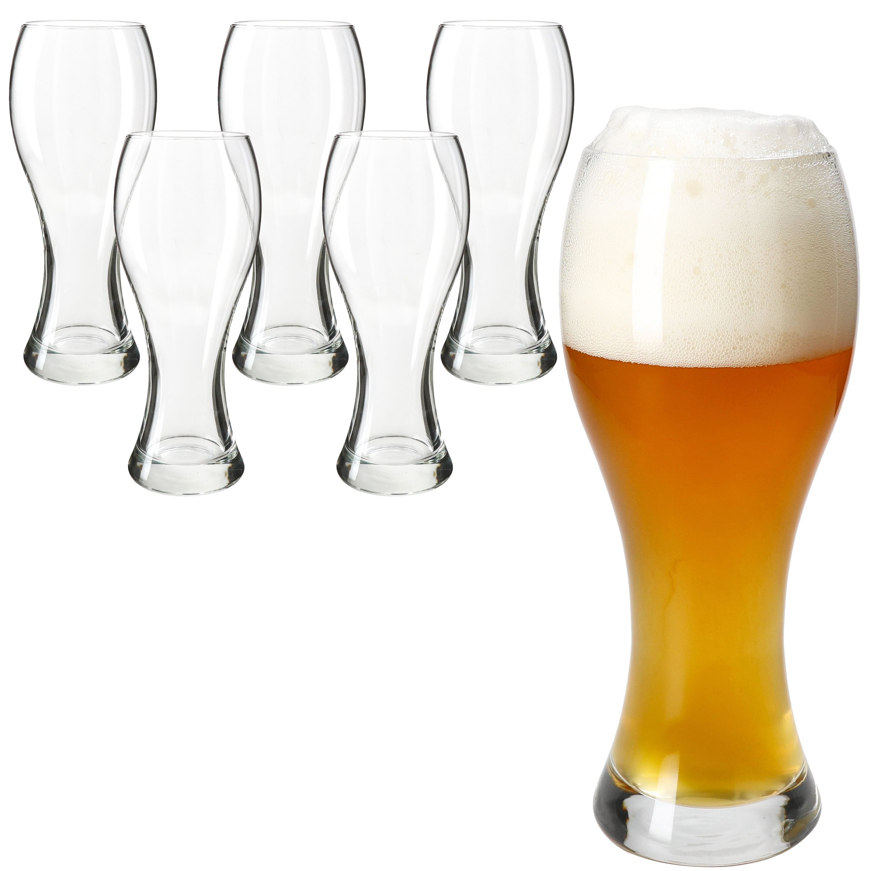 Bierglas 6er Set Weizenbiergläser klar 0,5L Weißbier-Glas klassisch Hefeweizen
