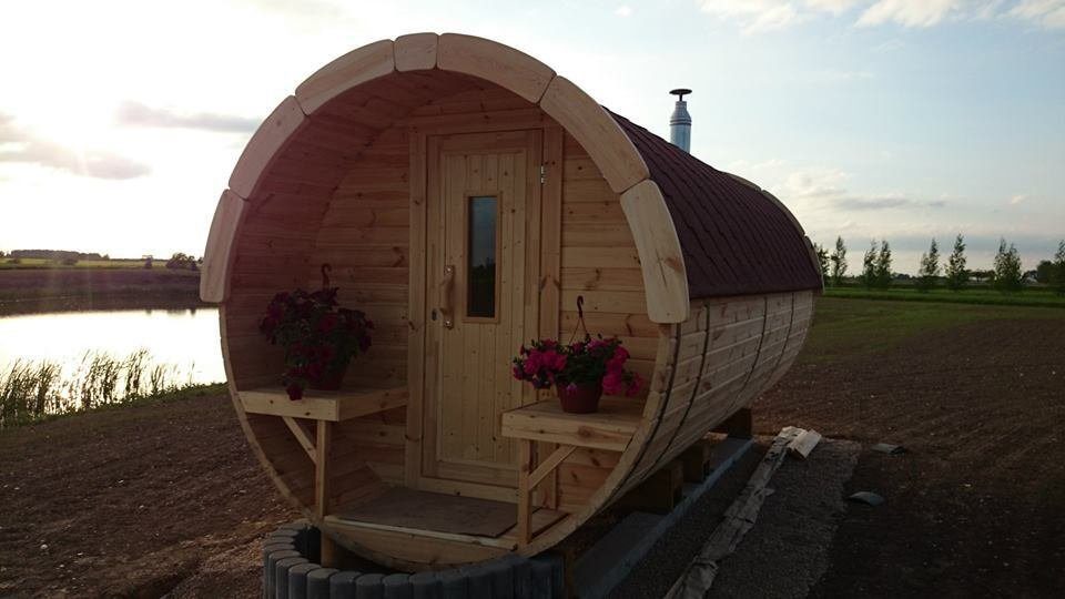 Fasssauna Sauna Fass Holzsauna 5,90 x Ø 1,97 m Fasssauna Saunafass Saunas