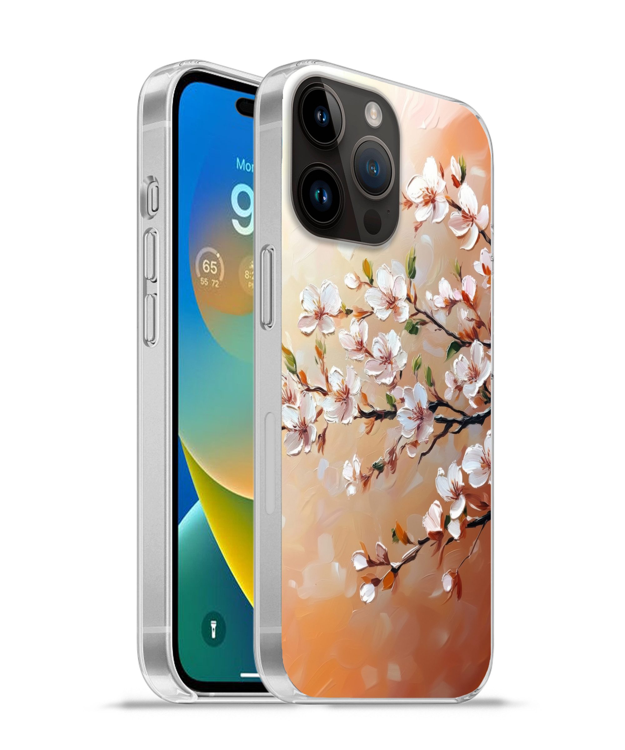 MuchoWow Handyhülle für Apple iPhone 14 Pro Max Blütenzweige - Malerisch - Rosa, Smartphone-Bumper, Print, Handy Schutzhülle Dünn