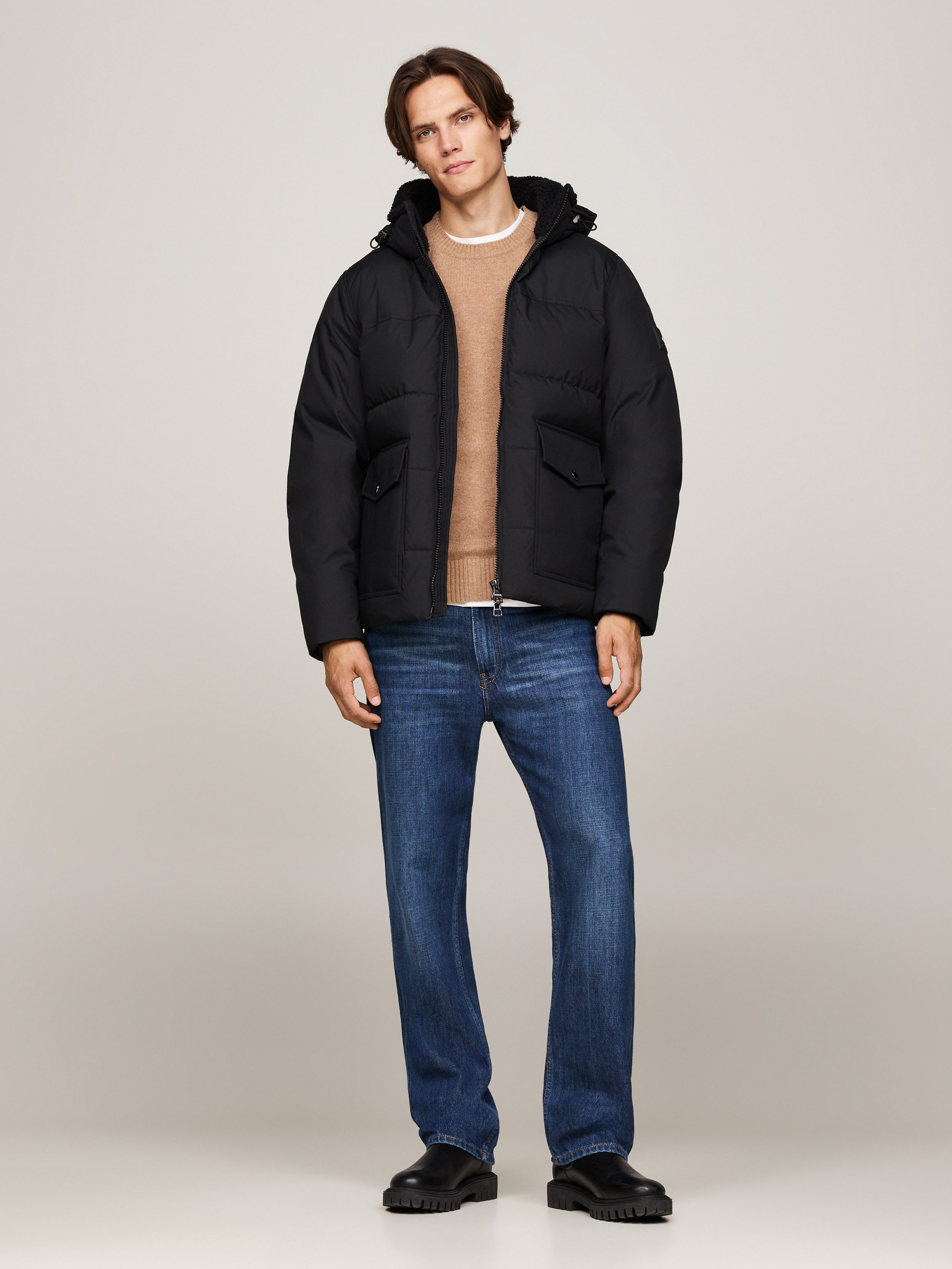 Tommy Hilfiger Parka ROCKIE UTILITY HOODED JACKET Winterjacke, Outdoorjacke Abnehmbare Kapuze mit Kordelzug, 2-Wege-Reiß