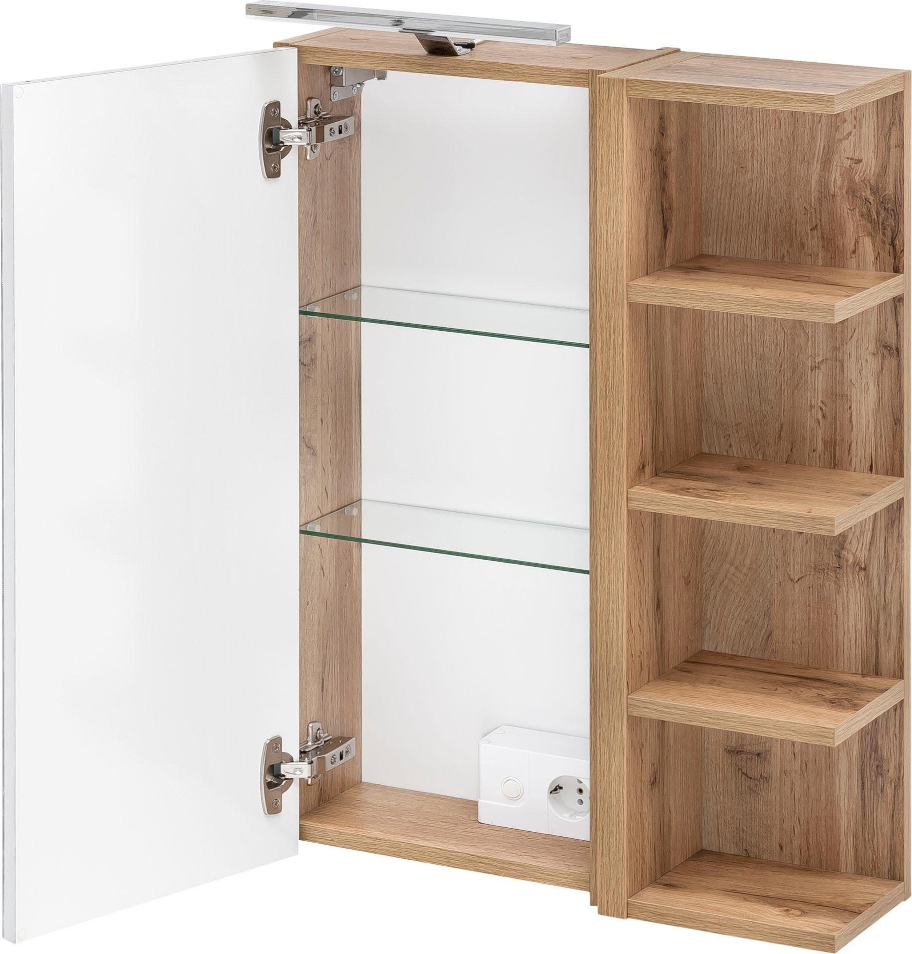 Schildmeyer Spiegelschrank Breite 50 cm, 1-türig, LED-Beleuchtung, Schalter-/Steckdosenbox