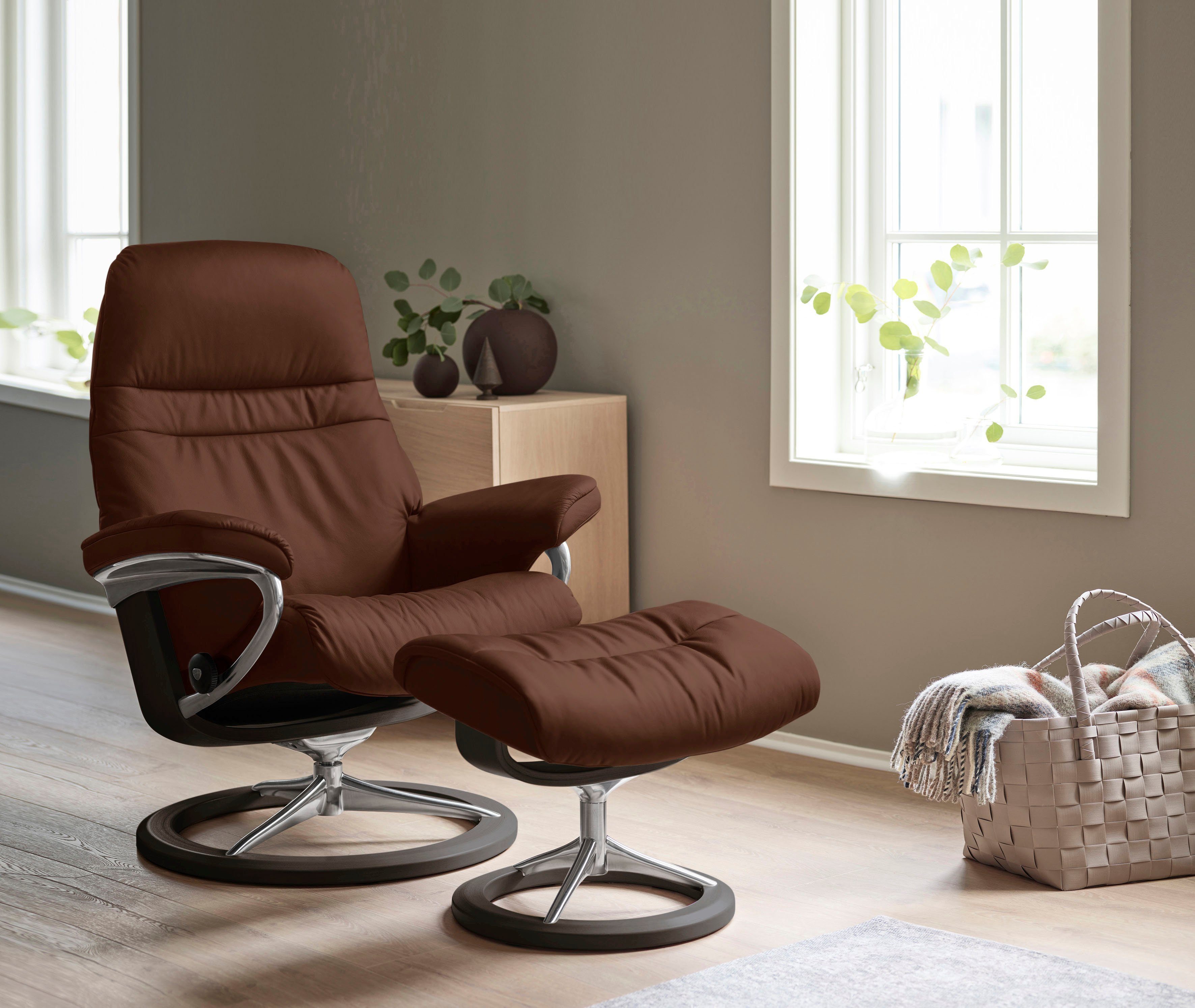 [Sehr beliebt, hohe Qualität] Stressless® Relaxsessel Sunrise, Signature mit L, Gestell Base, Wenge Größe