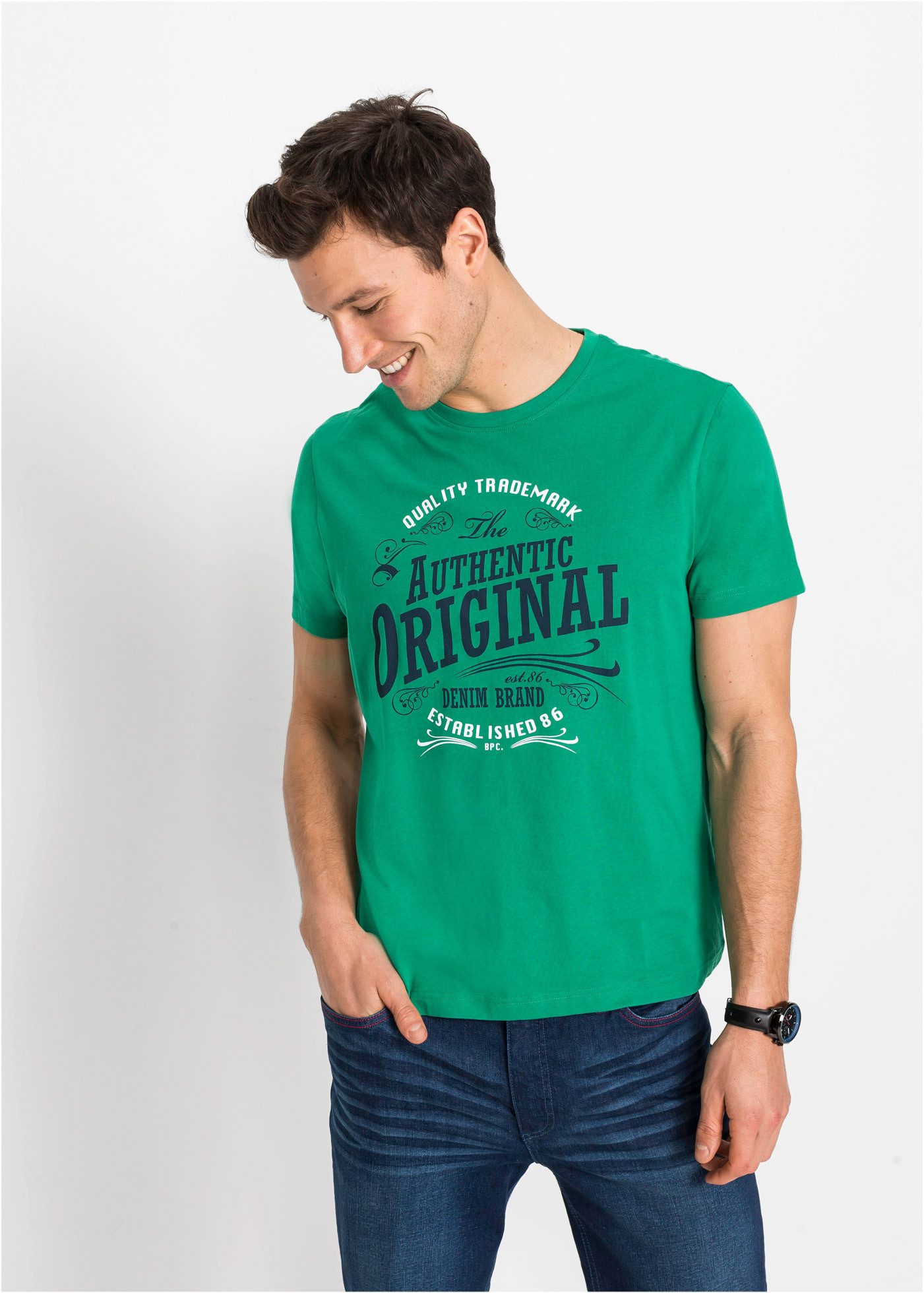 bonprix T-Shirt (Packung, 2-tlg) Regular Fit, Kurzarm-Design, aus Baumwolle günstig online kaufen