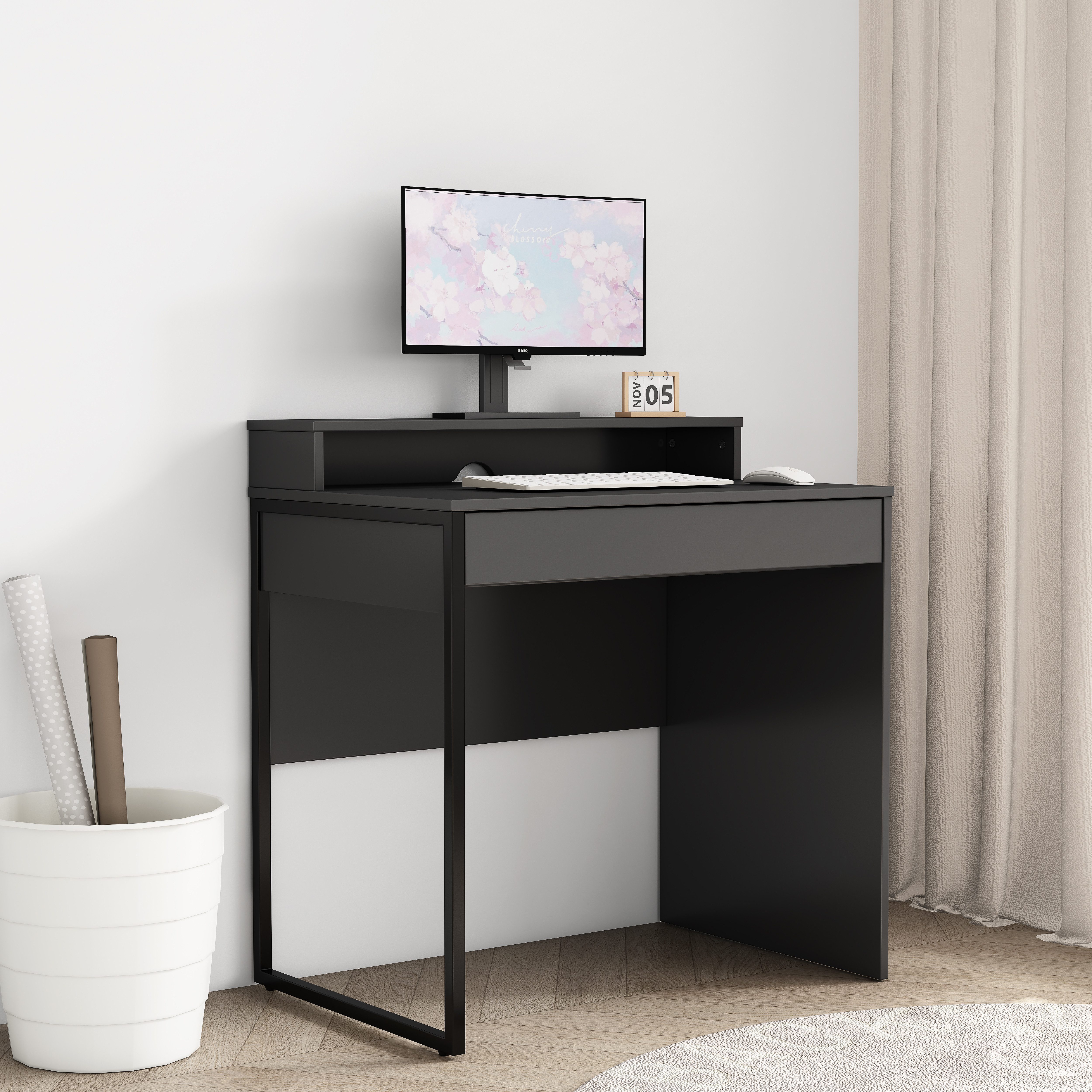 OTTO home Schreibtisch Moid, Computertisch in modernem Design, Breite 80 cm, mit Schublade, Kabeldurchlass & Metallkufe