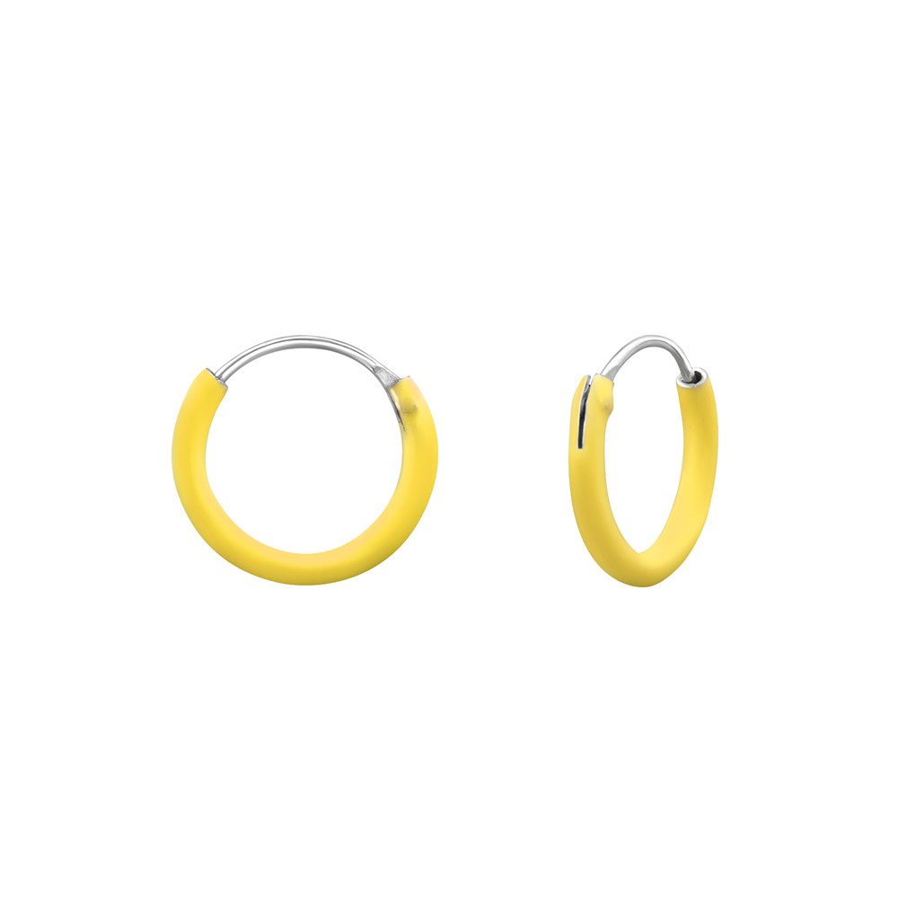 Order & Smile Schmuck Paar Creolen Ohrringe für Kinder: gelbe Creolen aus 925er Silber (10 mm)