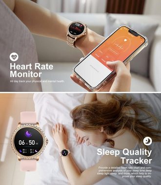 Lige Telefonfunktion Fitness Tracker Damen's IP67 wasserdicht Smartwatch (3,35 cm/1,32 Zoll, Android/iOS), Mit Herzfrequenz-Monitor, Multisport-Tracker, Schlaf SpO2, Kalorien