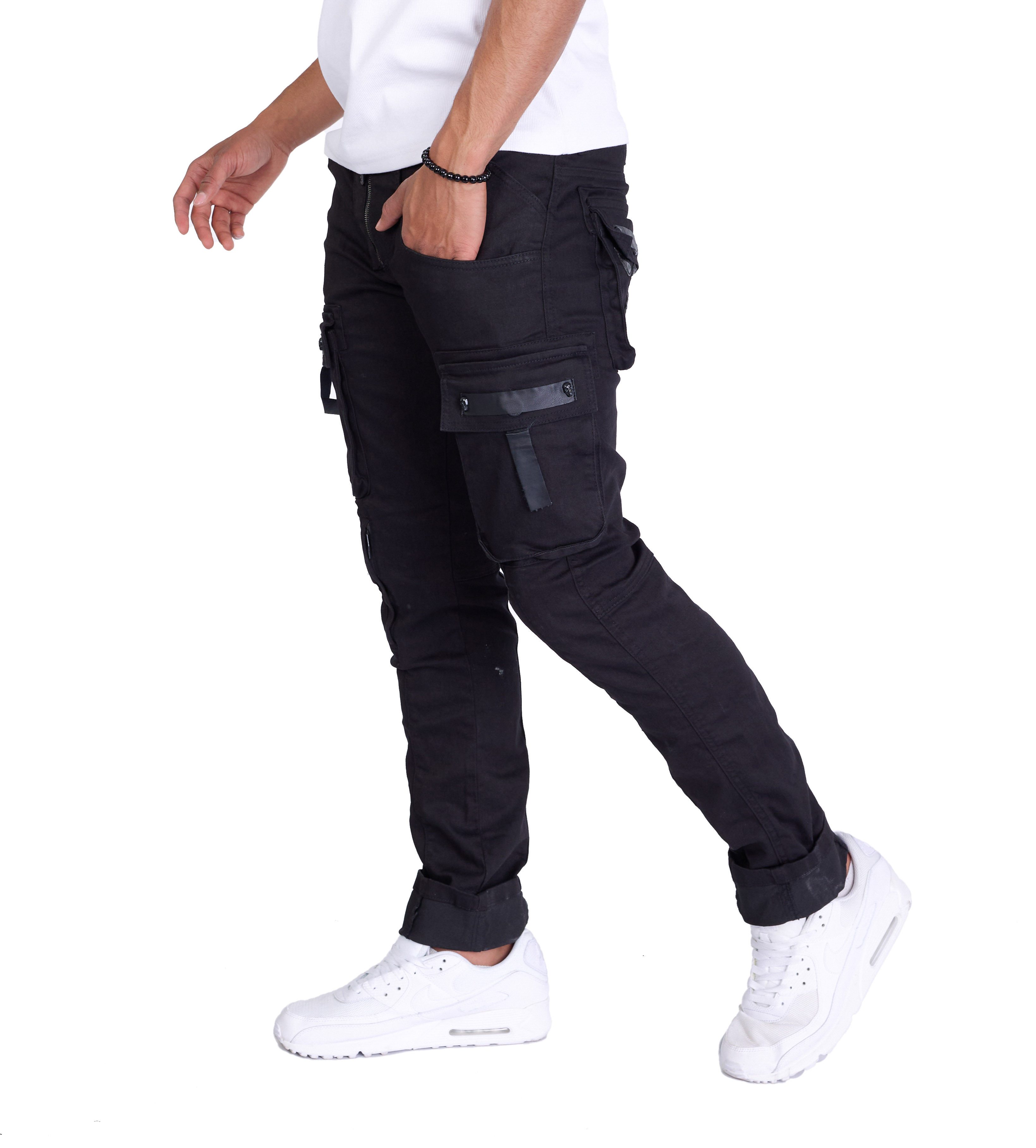 KINGZ Cargojeans Rebelische Herren Designer Cargojeans günstig online kaufen
