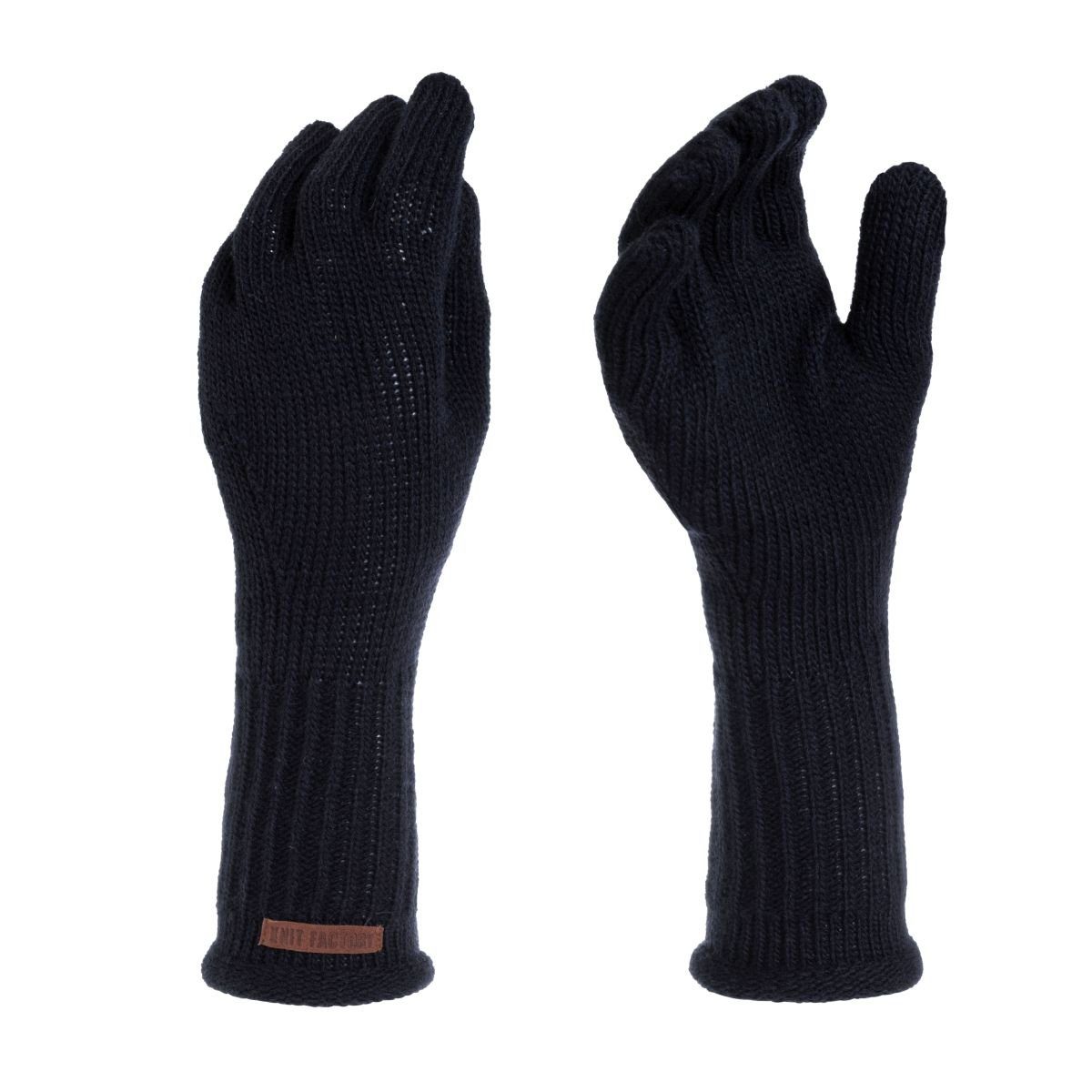 Knit Factory Strickhandschuhe Lana Handschuhe Size Finger Dunkelblau Glatt ihne Handschuhe One Handstulpen Handschuhe
