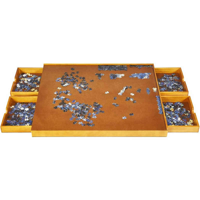 COSTWAY Gamingtisch, Puzzletisch mit 4 Schubladen, für 1000-1500 Puzzles