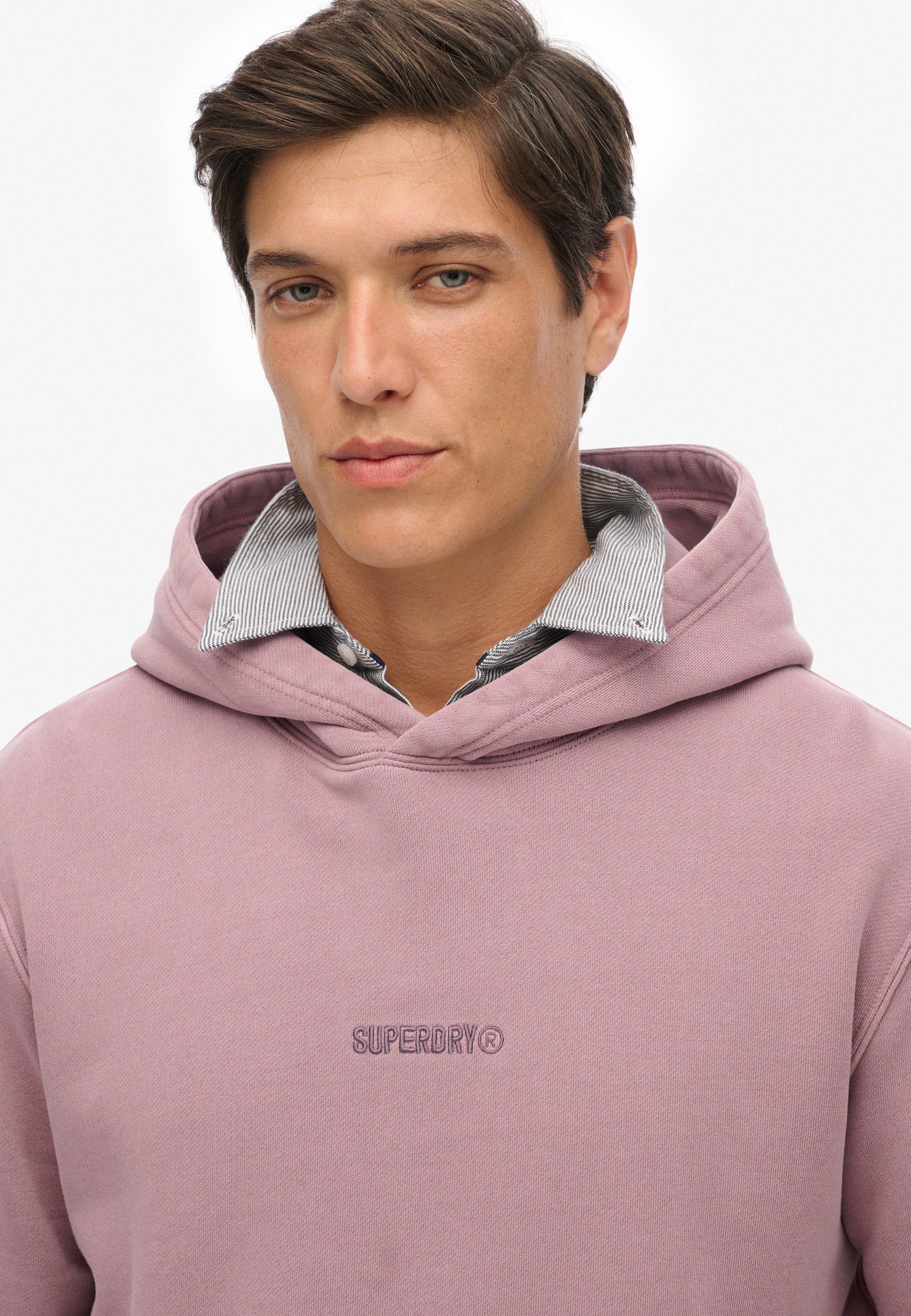 Superdry Kapuzensweatshirt MICRO LOGO HOOD aus Baumwolle und Polyester, Relaxed Fit, angeraute Sweatware