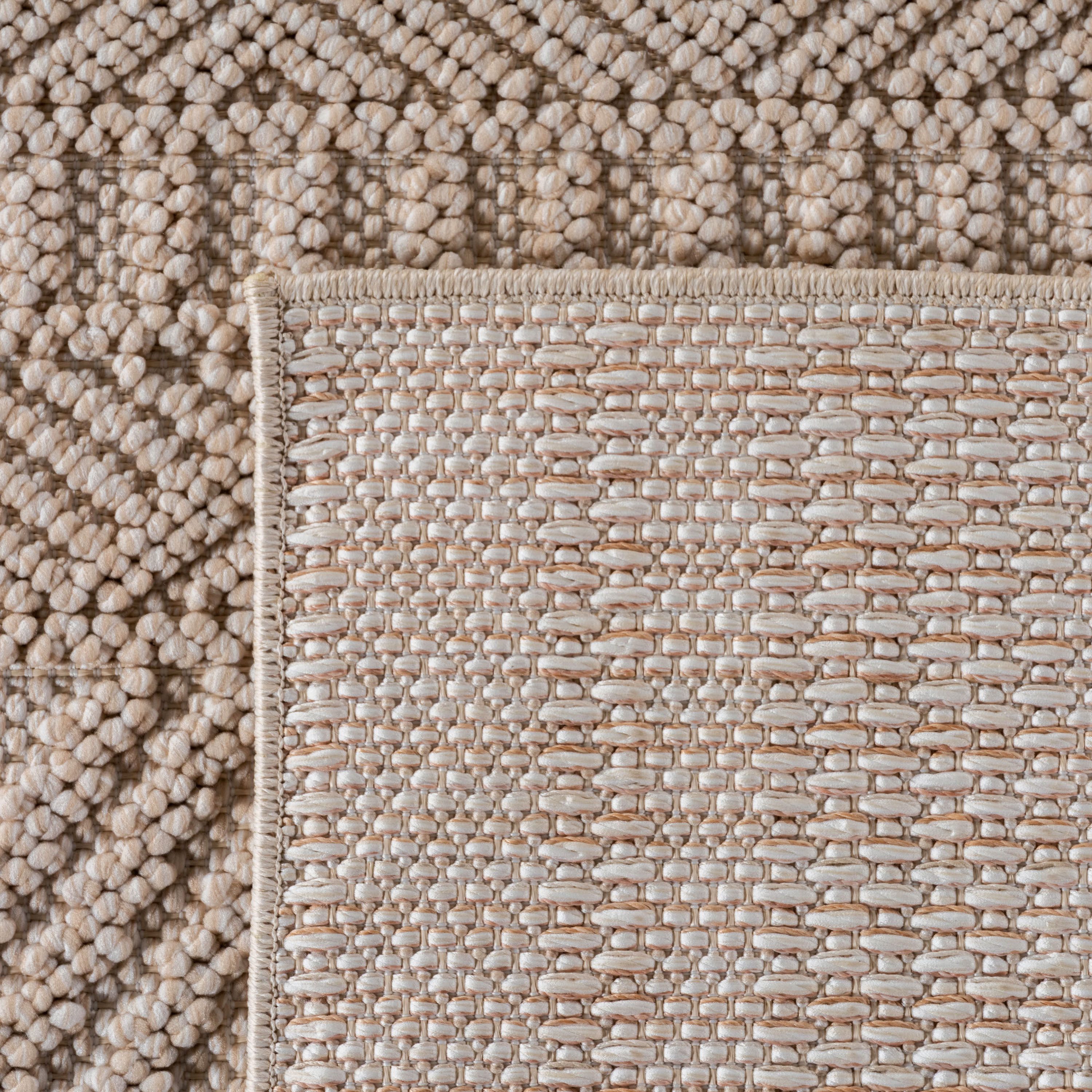 Ayyildiz Teppiche Teppich HELIX 2202, auch als Läufer und Rund erhältlich, rund, Höhe: 7 mm, 3D-Effekt durch Cut-Loop-Webtechnik, Woll-Optik, Bouclé, Wohnzimmer