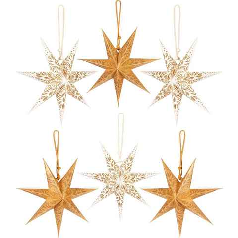 BRUBAKER Papiersterne 6 Weihnachtssterne - 20 cm Faltsterne Weihnachten - Papier Sterne, Großer Christbaumschmuck für Weihnachtsbaum und Fenster Dekoration