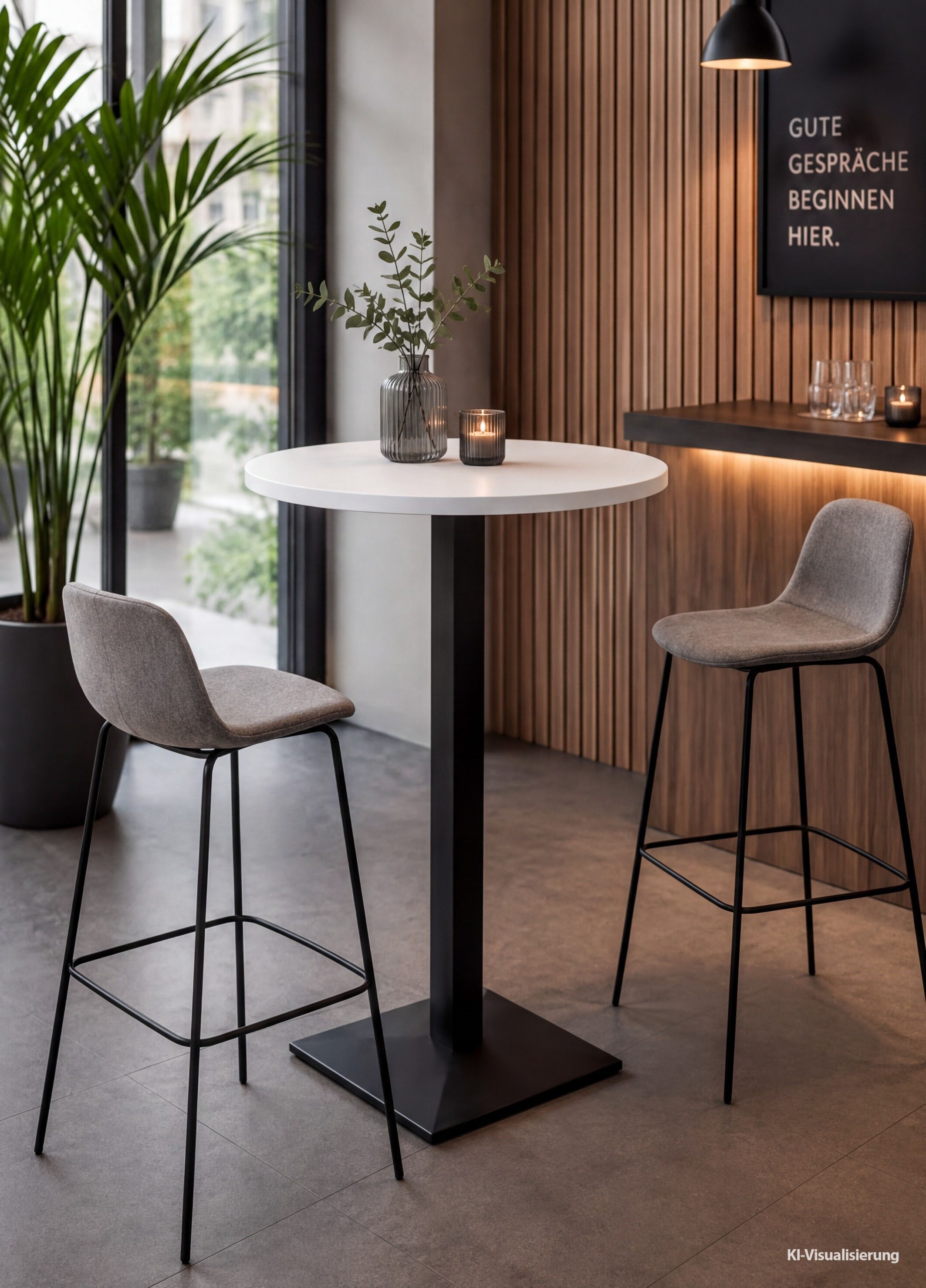 Mäusbacher Bistrotisch Big Bistro Metall, Quadrat-Säulengestell, runde Platte Ø 70 cm x H 105 cm