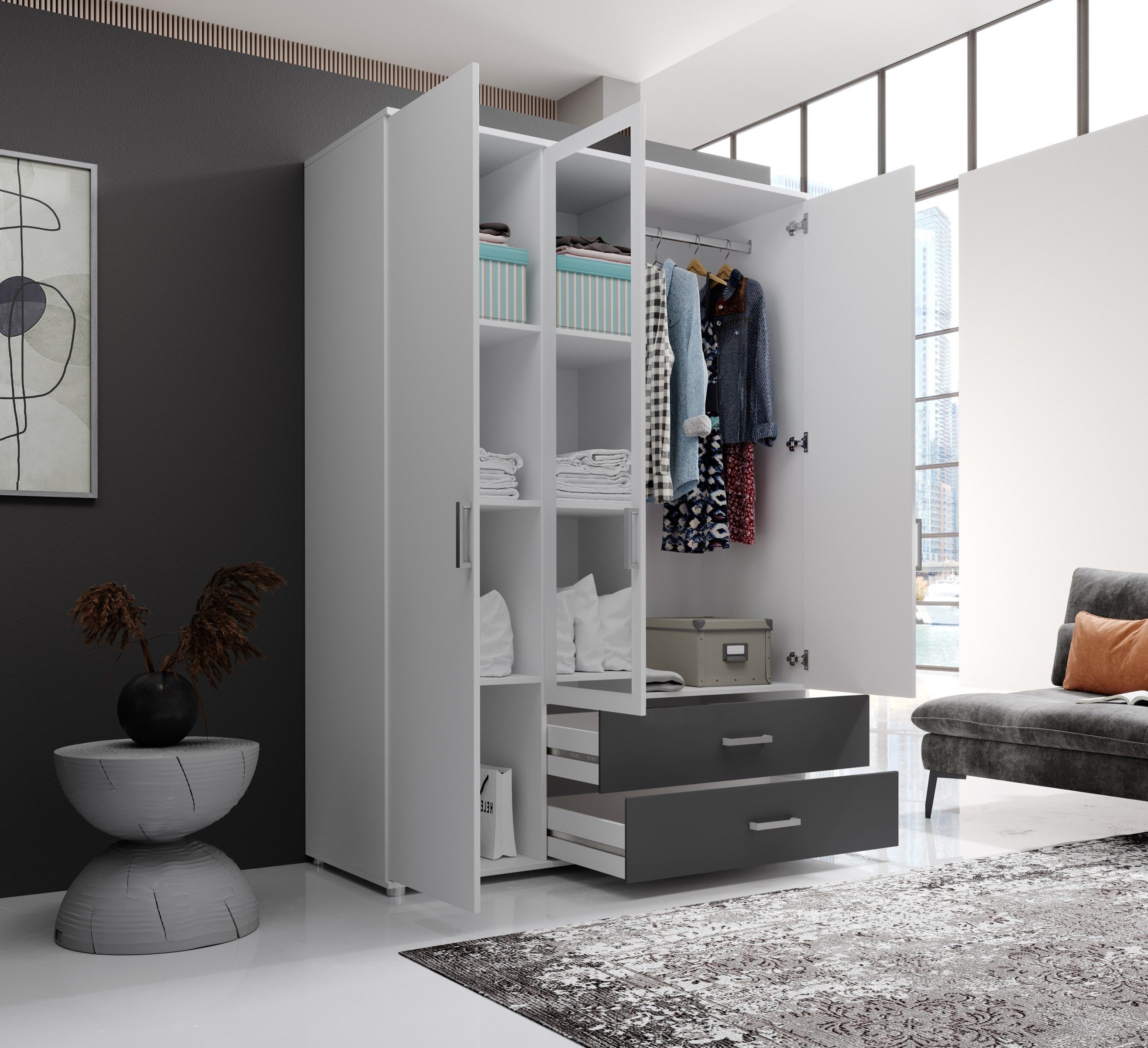 Pol-Power Kleiderschrank 125 x 190 x 51 cm (B/H/T)