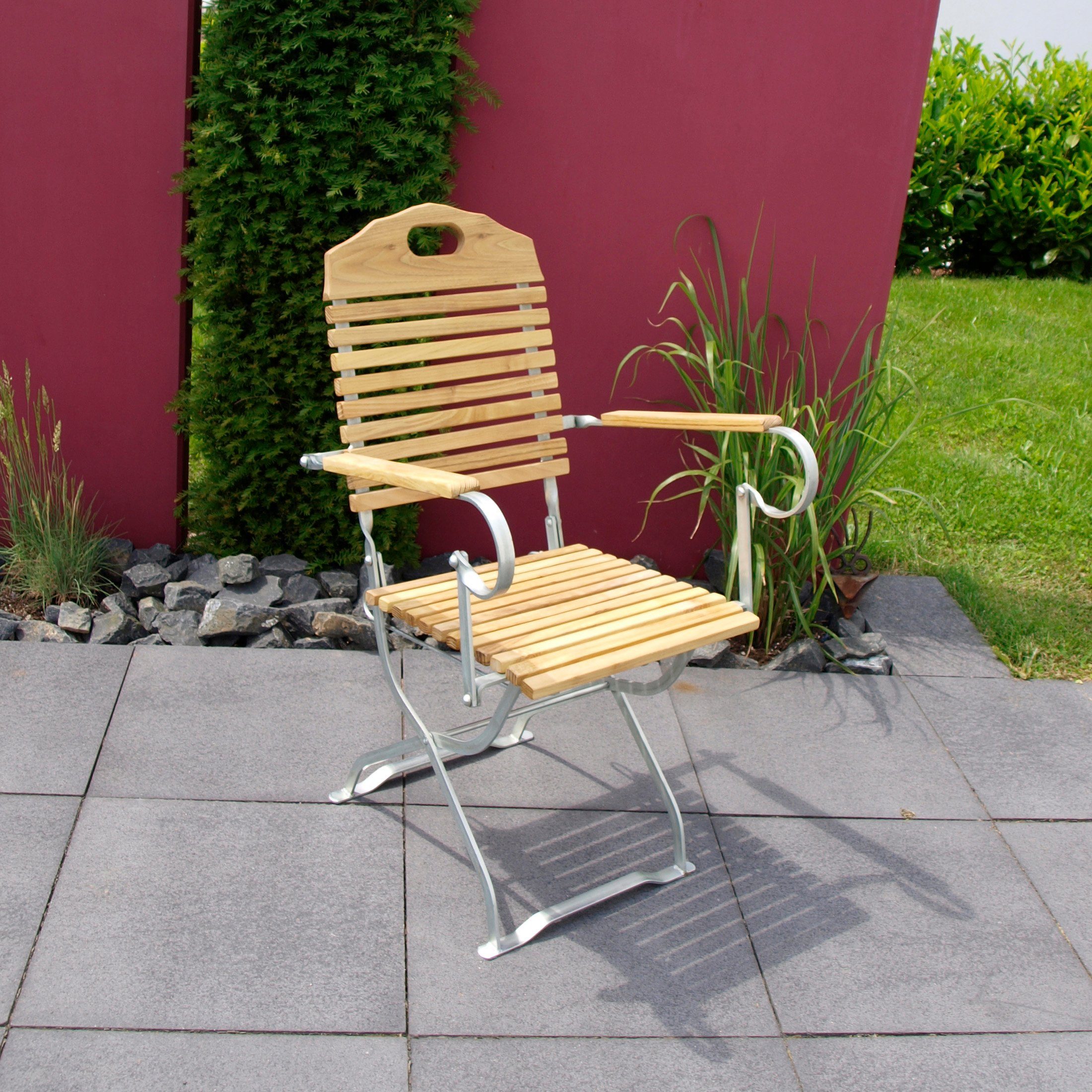 DEGAMO Gartensessel BAD TÖLZ (1-St), Gestell Flachstahl verzinkt. Belattung Robinie, klappbar
